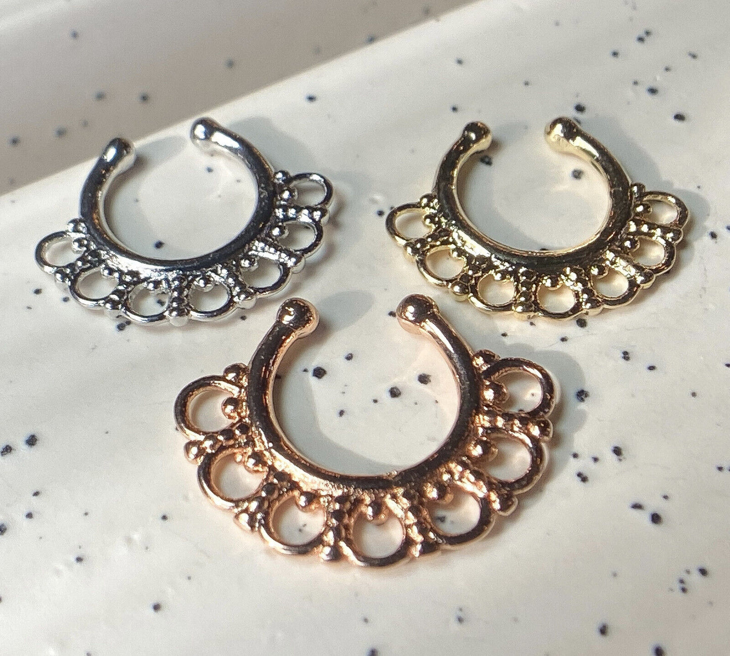 1pc Non-Piercing Tribal Fan Septum Hanger Clip-On Fake Nose Ring Body Jewelry