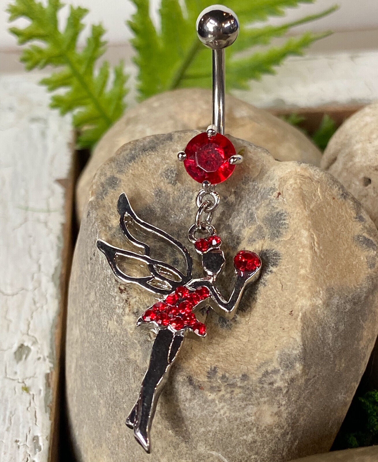 1pc Fairy Paved CZ Gem Dangle Belly Ring Navel Piercing Pierced Naval