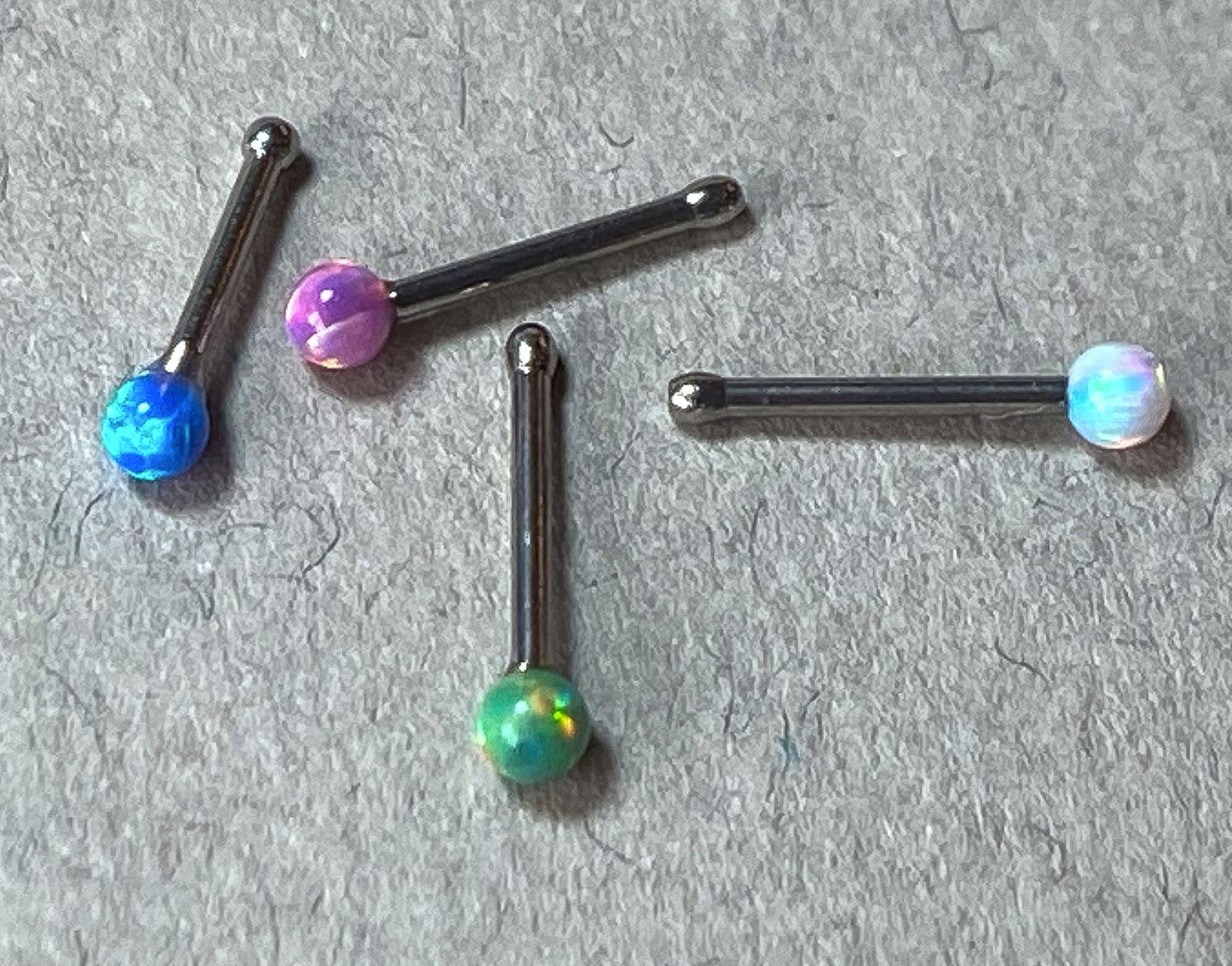 1pc Opal Ball Surgical Steel 20g Nose Stud Bone Ring - choose color