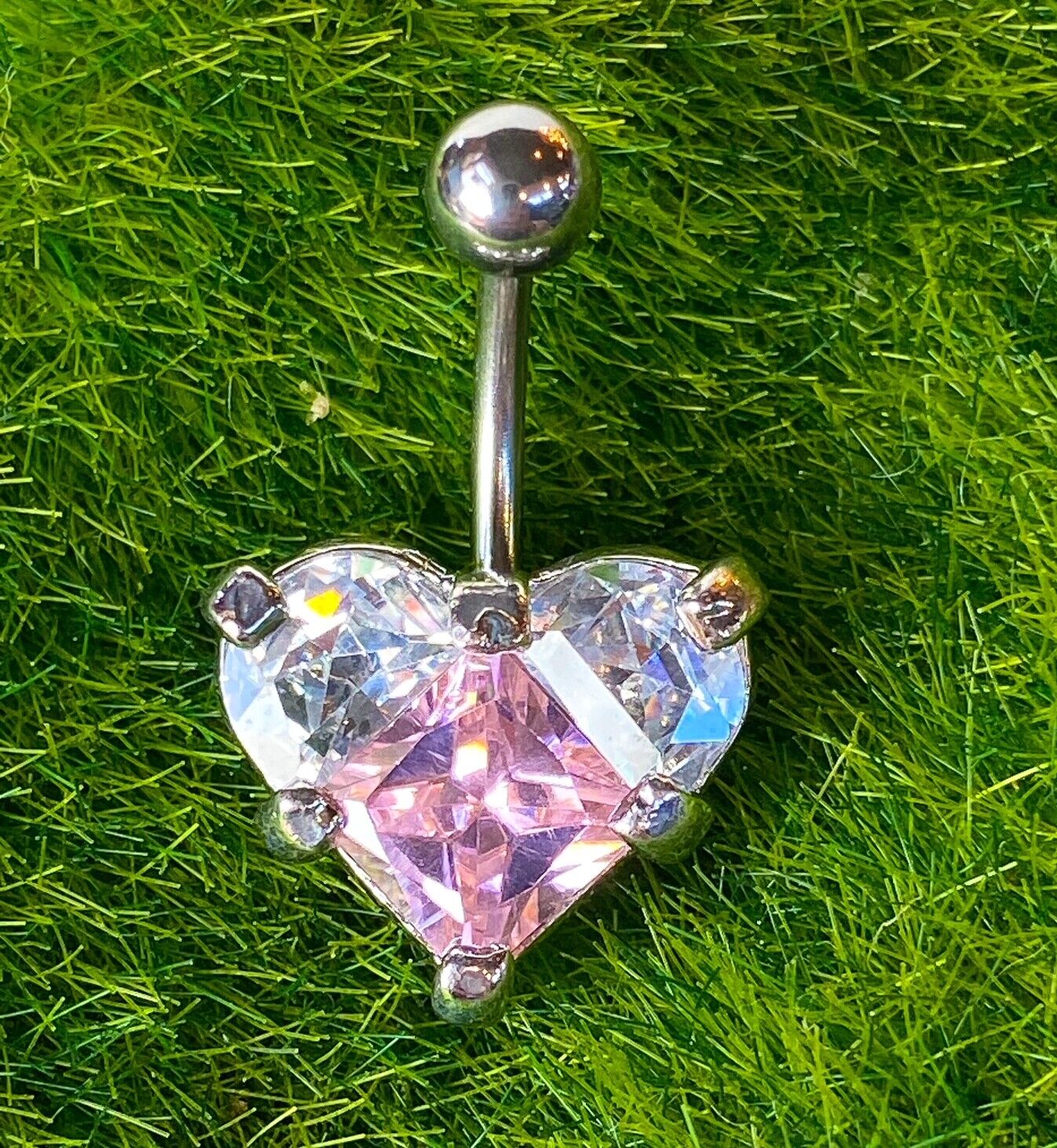1pc Triple Gem Heart Belly Ring Navel Piercing Pierced Naval Body Jewelry