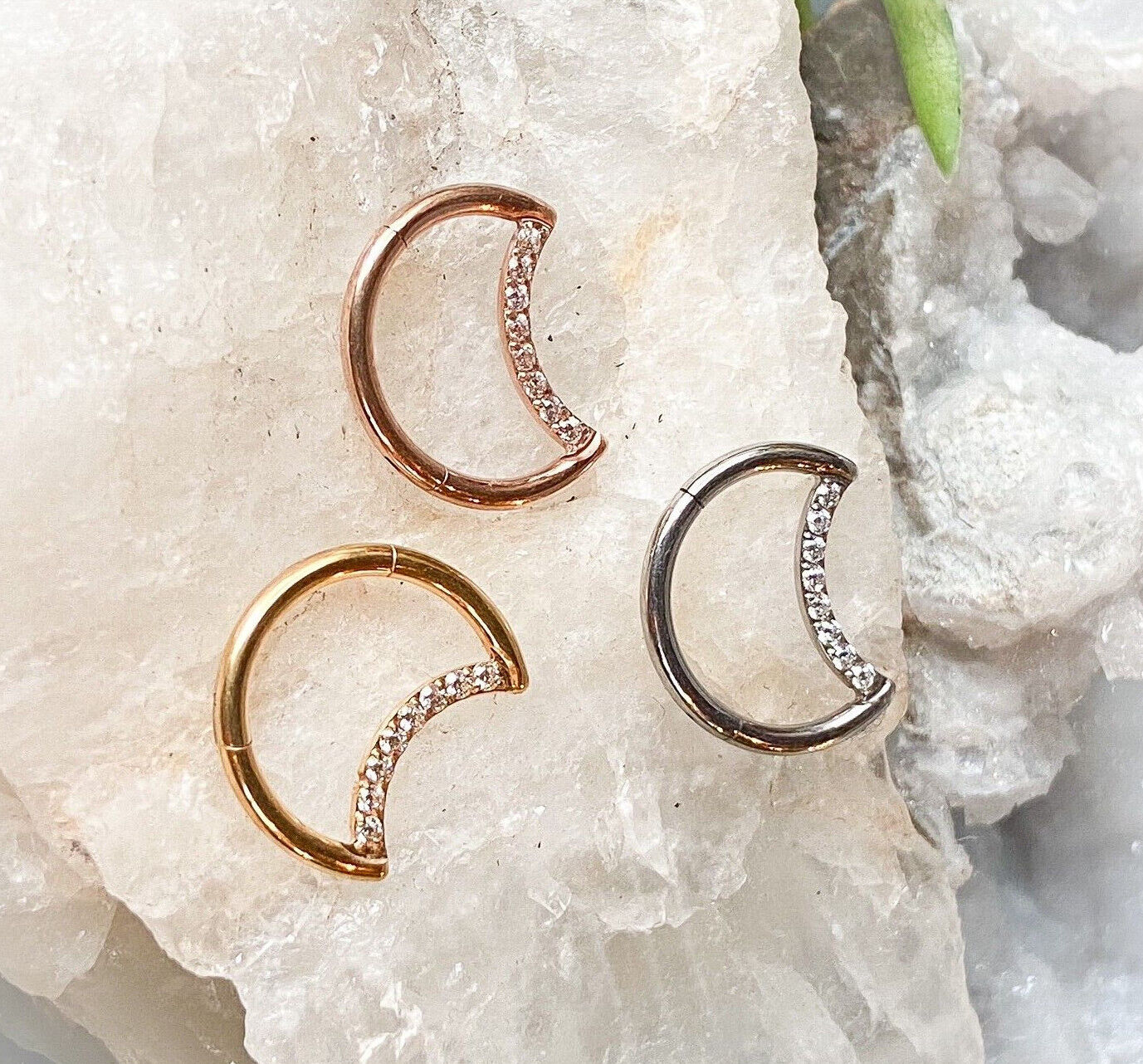 1pc Crescent Moon Hinged Segment Ring Solid Titanium Septum Hoop Helix Daith