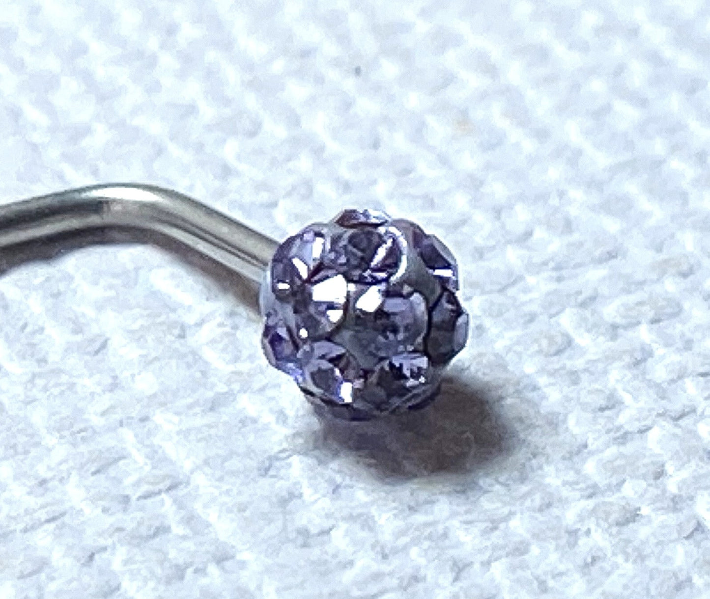 1pc Ferido Gem Ball L-Bend / Shape 20g Nose Ring Stud Screw 316L Surgical Steel