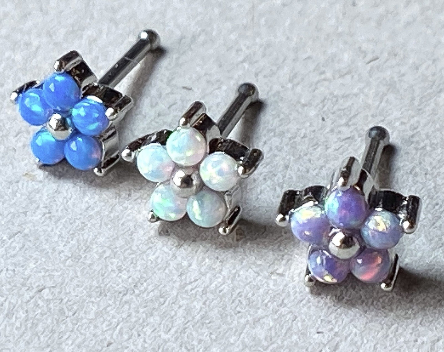 1pc Five Opal Petals Flower 20g Nose Ring Stud Bone 316L Surgical Steel