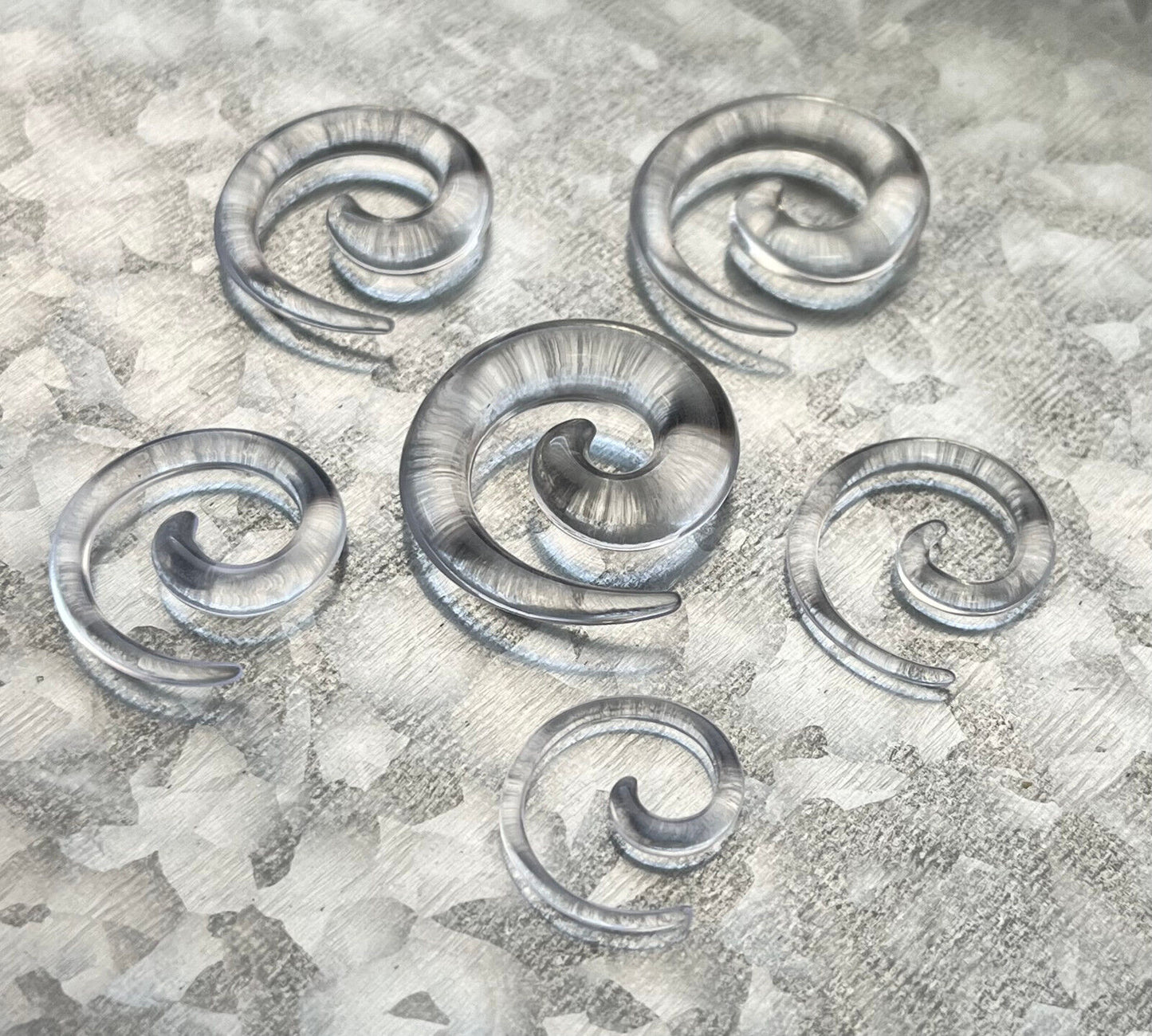 PAIR Neon / Transparent / Solid Color Spiral Tapers Expander Plug Earlet Gauges