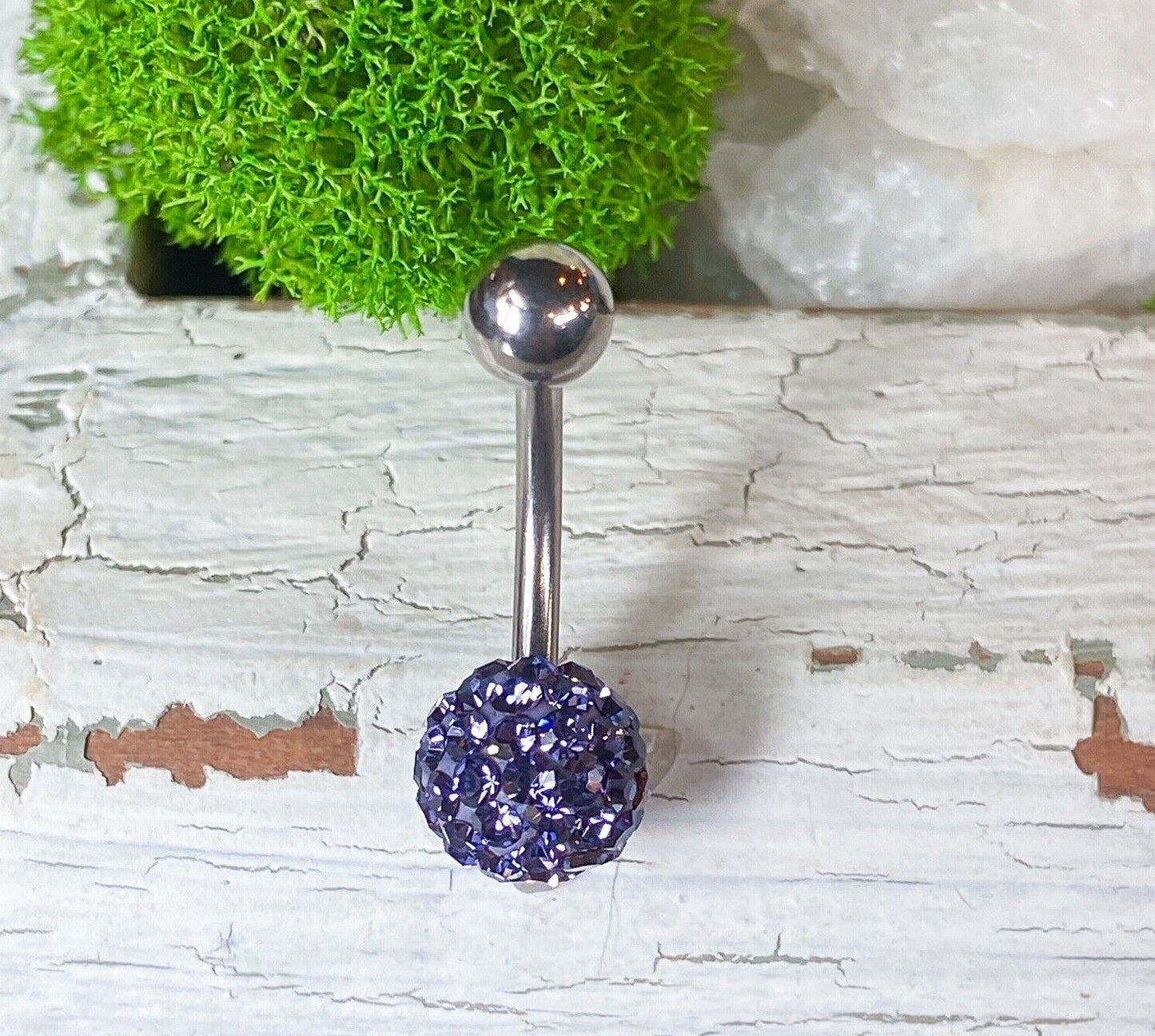1pc Ferido Gem Ball Belly Ring Navel Piercing Pierced Naval Body Jewelry