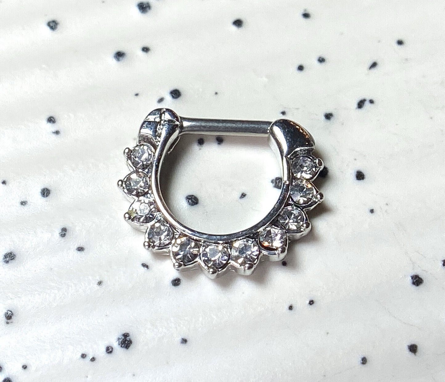 1pc Paved 11-Gem Septum Clicker 316L Surgical Steel 16g Nose Ring