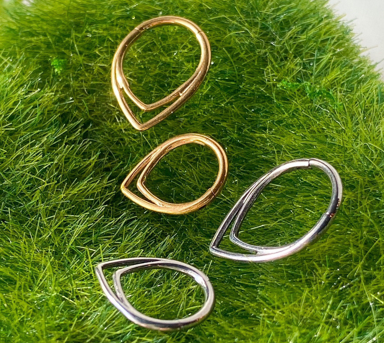 1pc Double Chevron Hinged Segment Ring Hoop Helix Daith Septum Implant Titanium