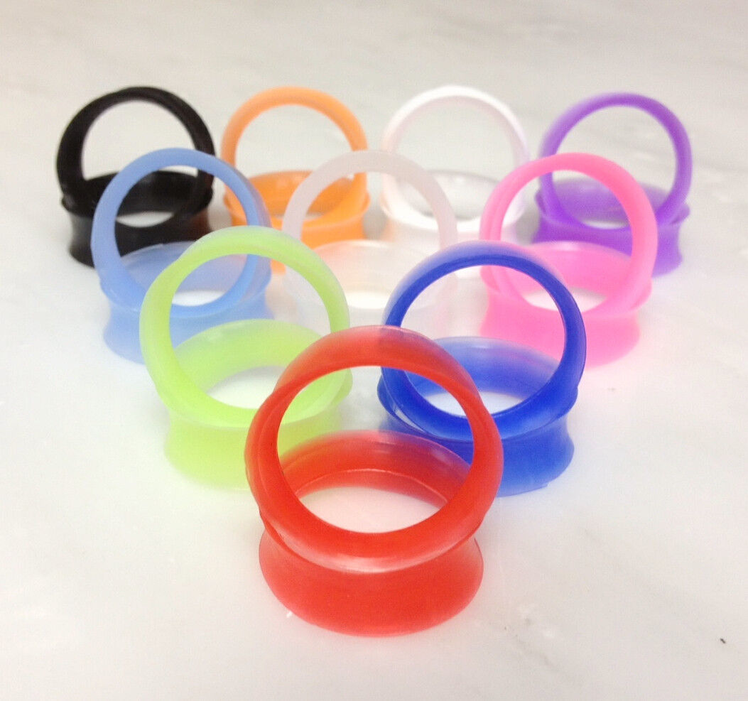 10 Pair Set of Thin Silicone Flexible Ear Skin Tunnels Earlets Plugs Gauges