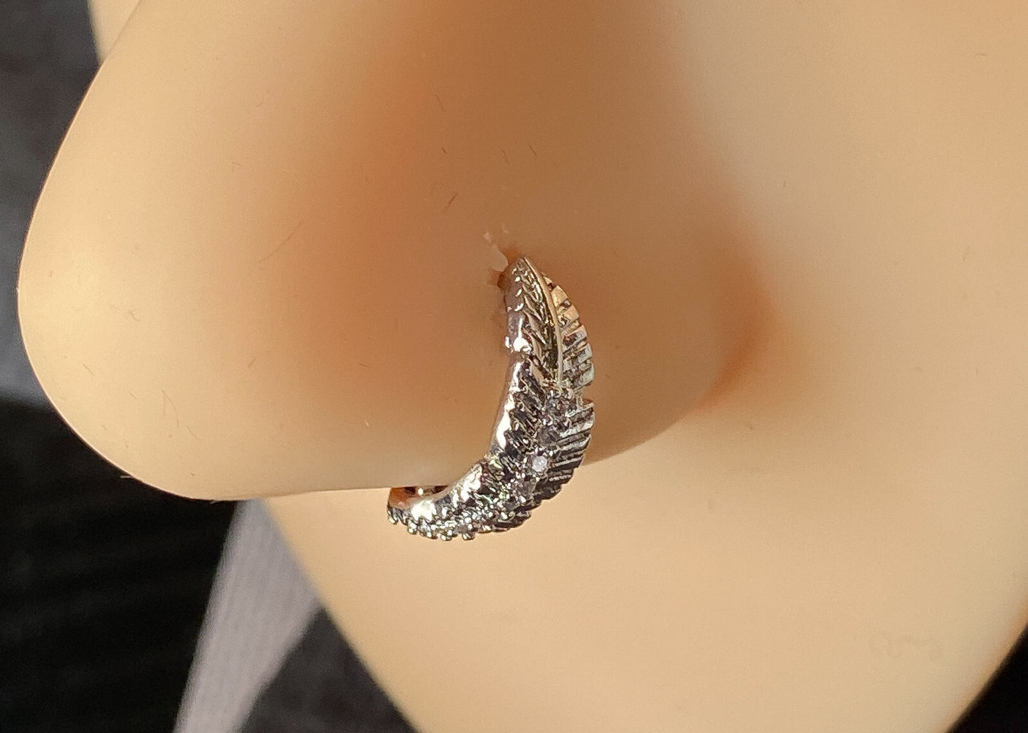 1pc Bendable CZ Leaf Nose Hoop / Cartilage Ring Rook Daith Helix Tragus