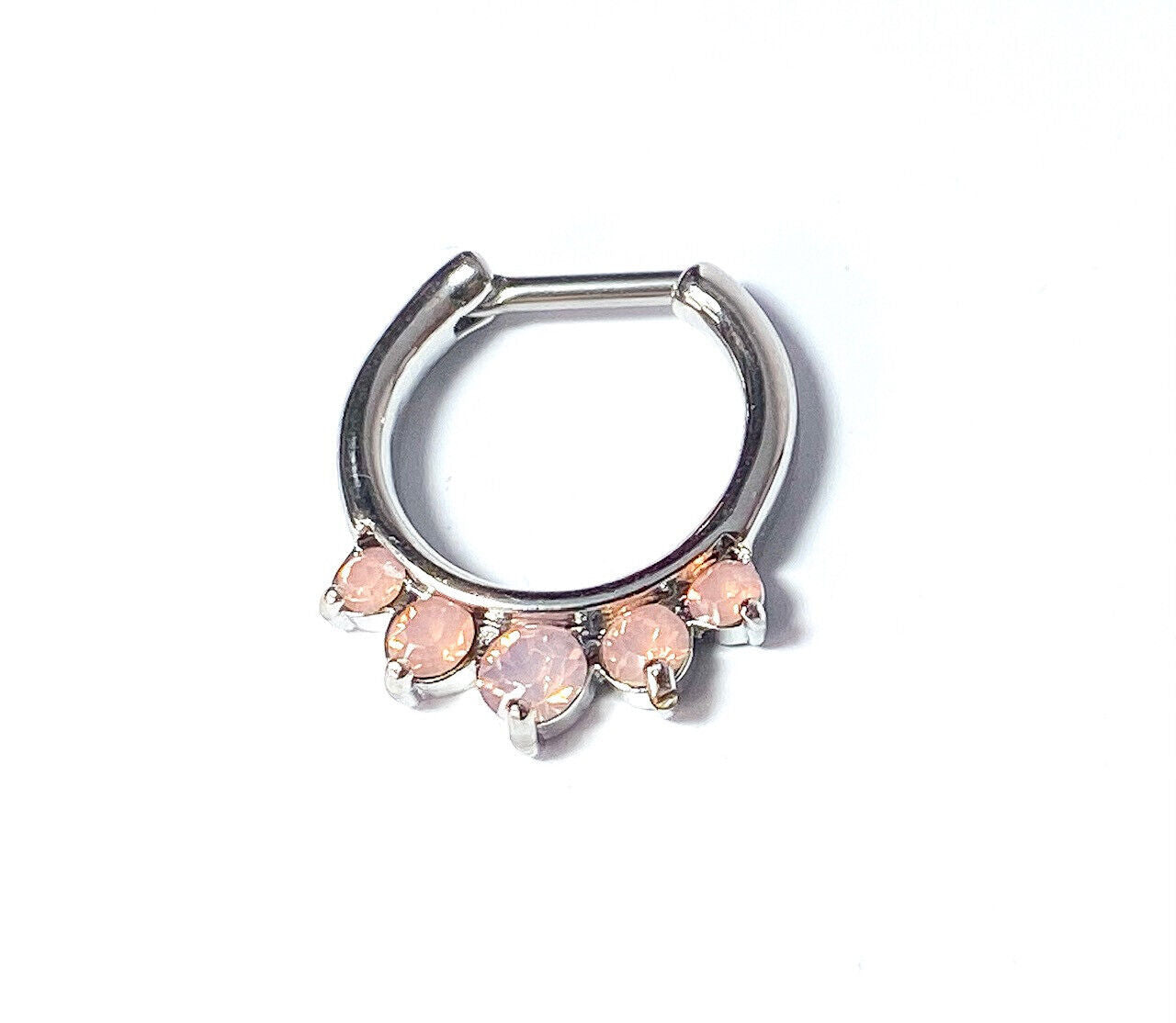 1pc Opalites 5-Gem Septum Clicker Ring 316L Surgical Steel 16g