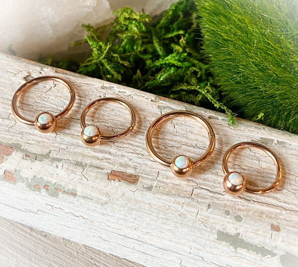 1pc Opal Ball Hinged Segment Ring Septum Clicker Captive Bead Helix Cartilage
