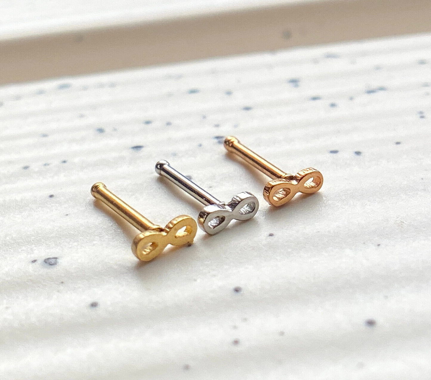 3pcs Infinity Style Nose Rings Studs Bones 316L Surgical Steel Ion Plated
