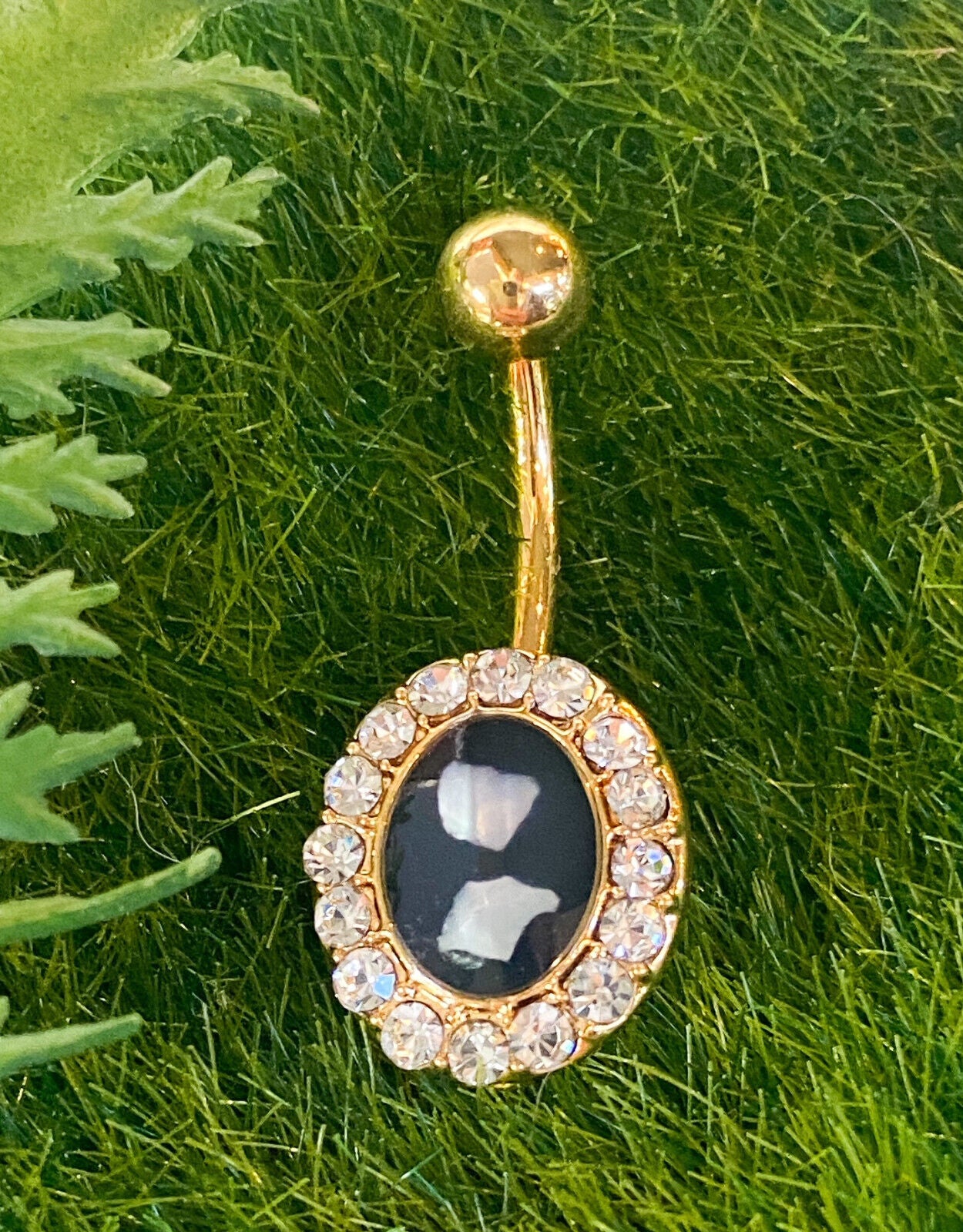 1pc Crystal Paved Edge w/ Mother of Pearl Inlaid Belly Pierced Navel Ring