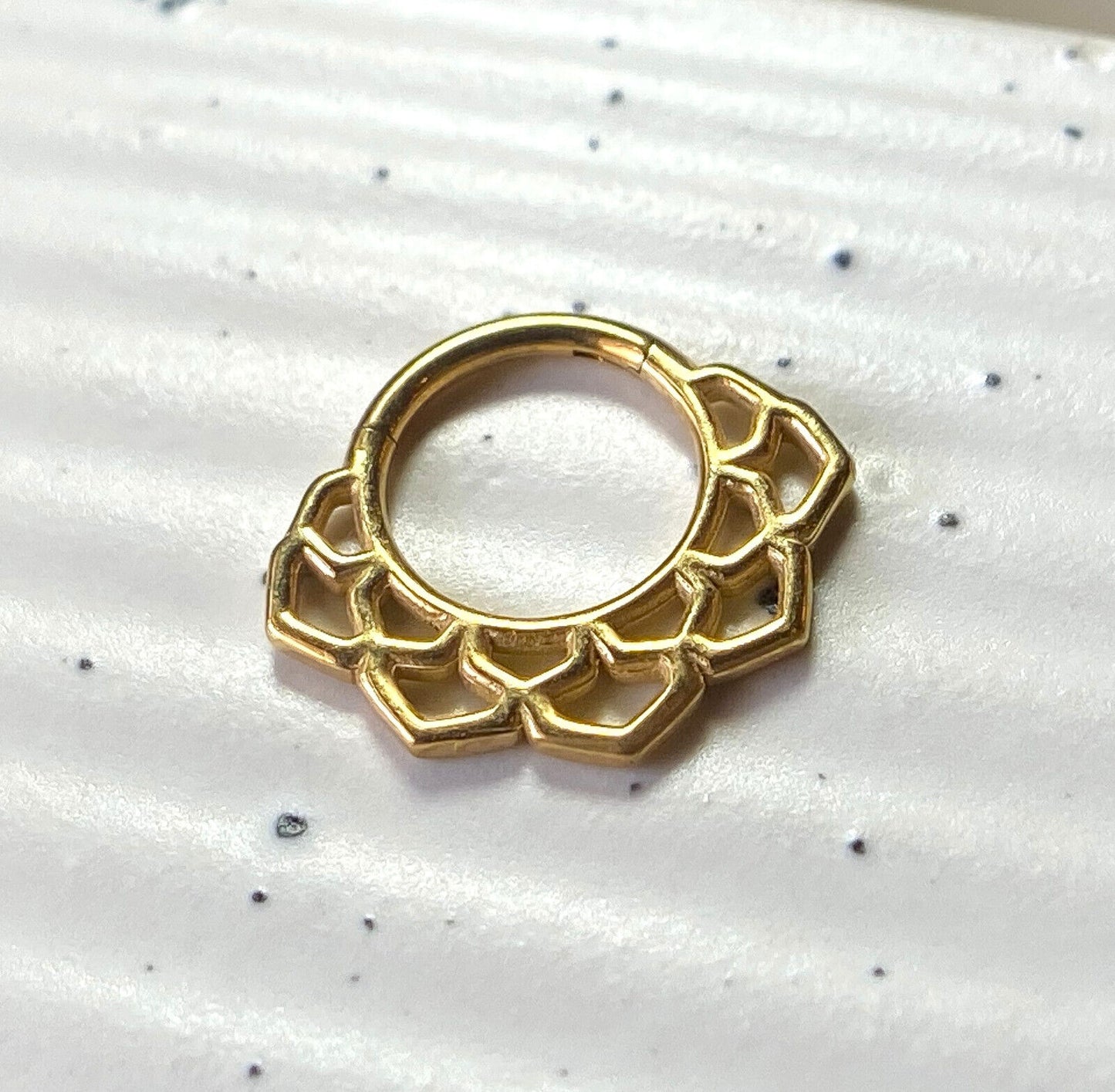 1pc Lotus Design Hinged Segment Ring Hoop Helix Daith Septum 316L Surgical Steel