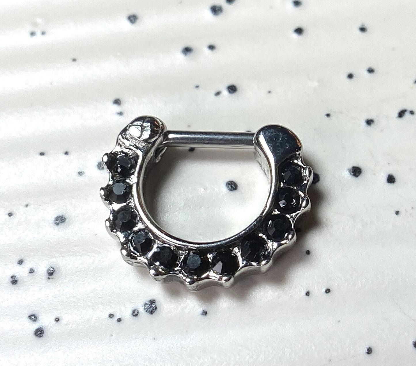 1pc Paved 11-Gem Septum Clicker 316L Surgical Steel 16g Nose Ring