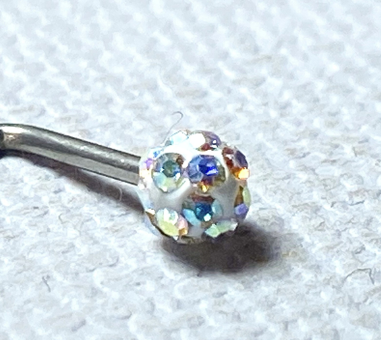 1pc Ferido Gem Ball L-Bend / Shape 20g Nose Ring Stud Screw 316L Surgical Steel