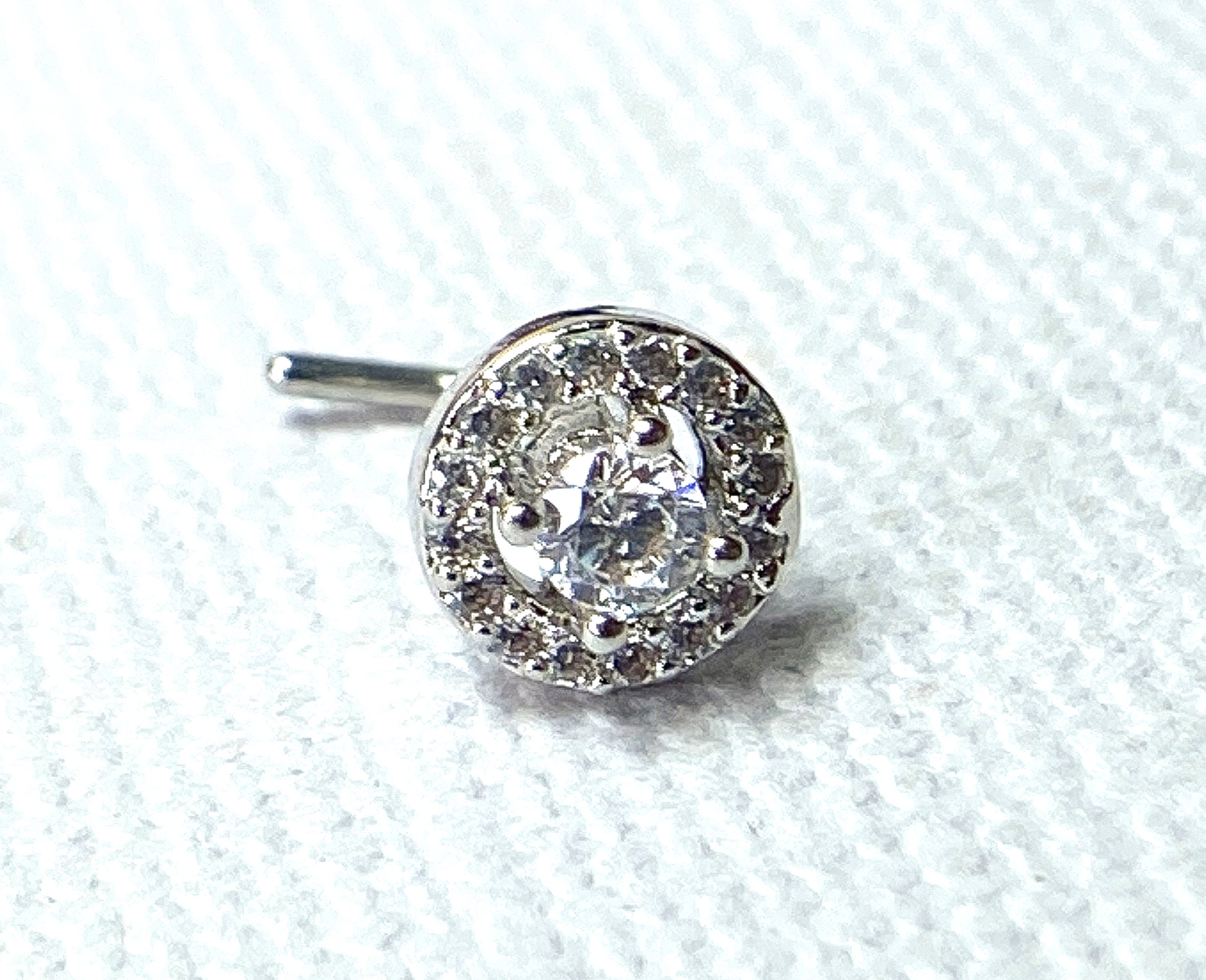 1pc Double Tier CZ Gem L-Bend 20g Nose Ring Stud Screw 316L Surgical Steel