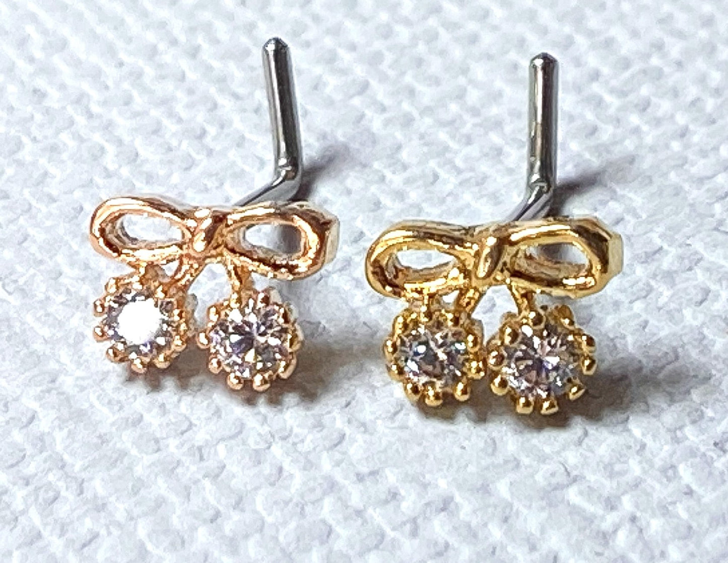 1pc CZ Set Ribbon L-Bend 20g Nose Ring Stud Screw 316L Surgical Steel