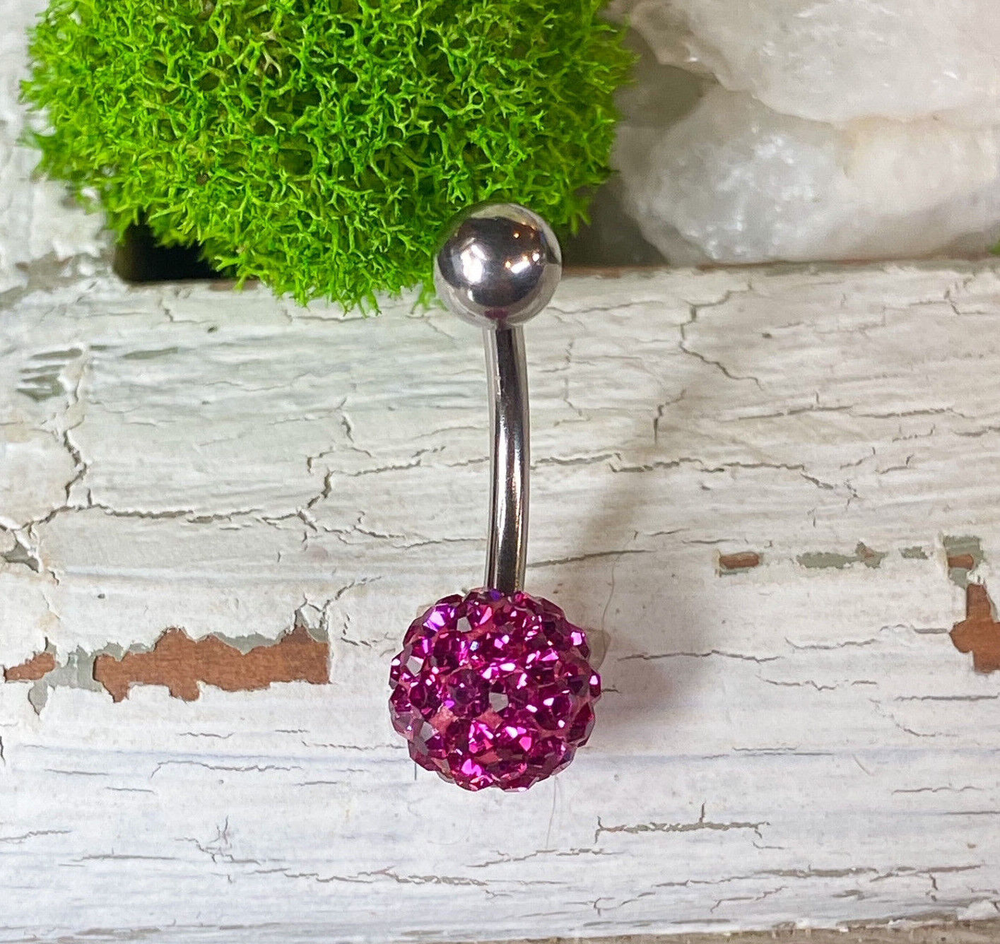 1pc Ferido Gem Ball Belly Ring Navel Piercing Pierced Naval Body Jewelry
