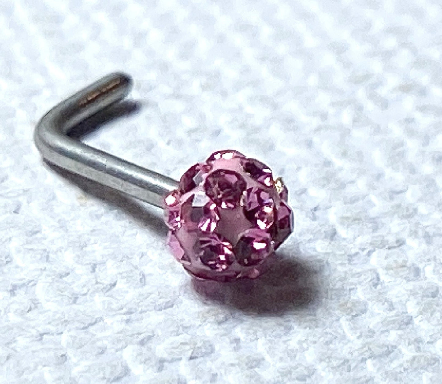 1pc Ferido Gem Ball L-Bend / Shape 20g Nose Ring Stud Screw 316L Surgical Steel