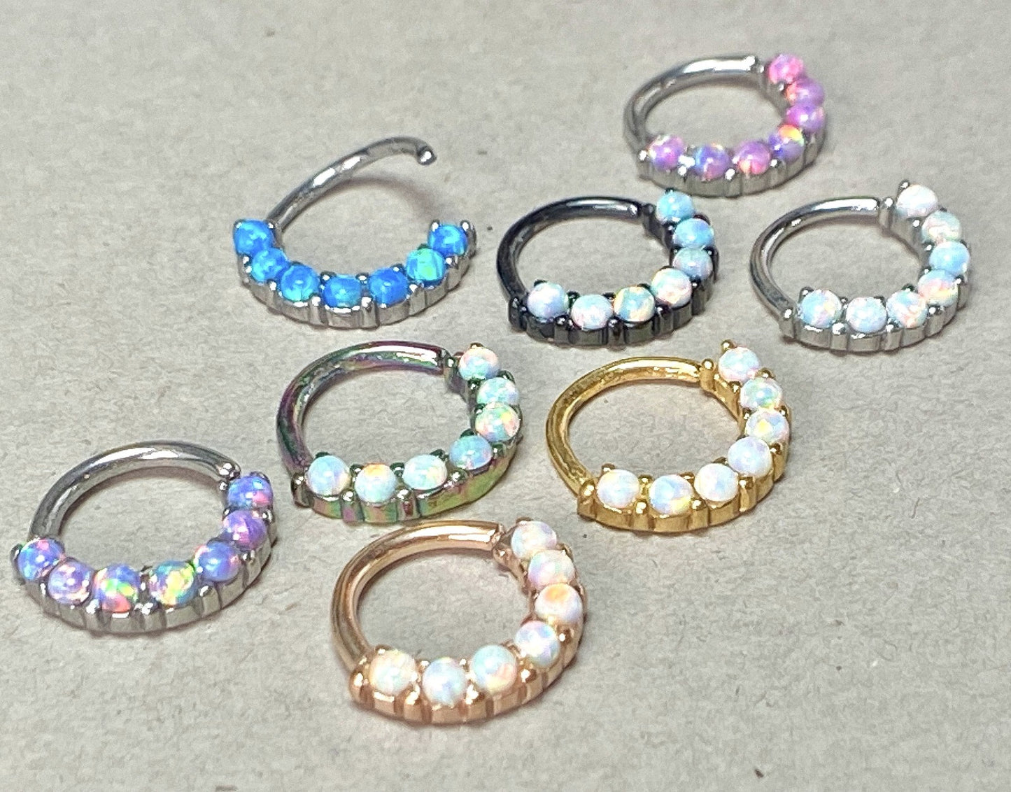 1pc Bendable 7 Opals Front Facing Hoop Septum Ring Cartilage Daith Helix Tragus