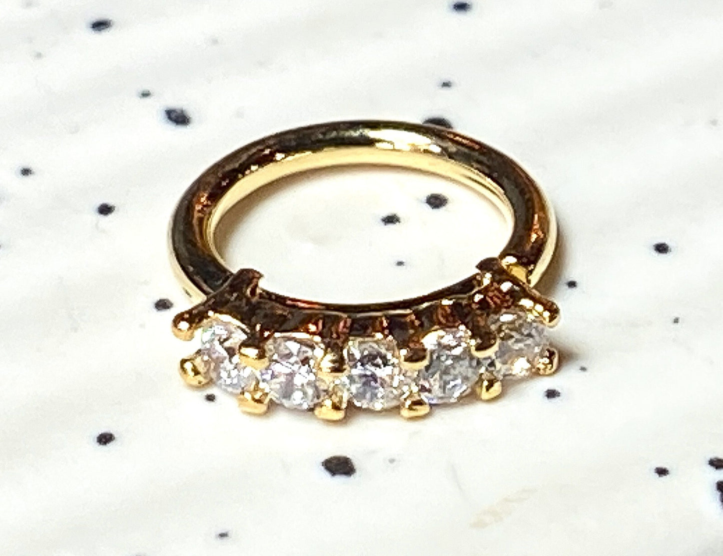 1pc Bendable Hoop Ring With Five Prong Set Gems Annealed 316L Surgical Steel
