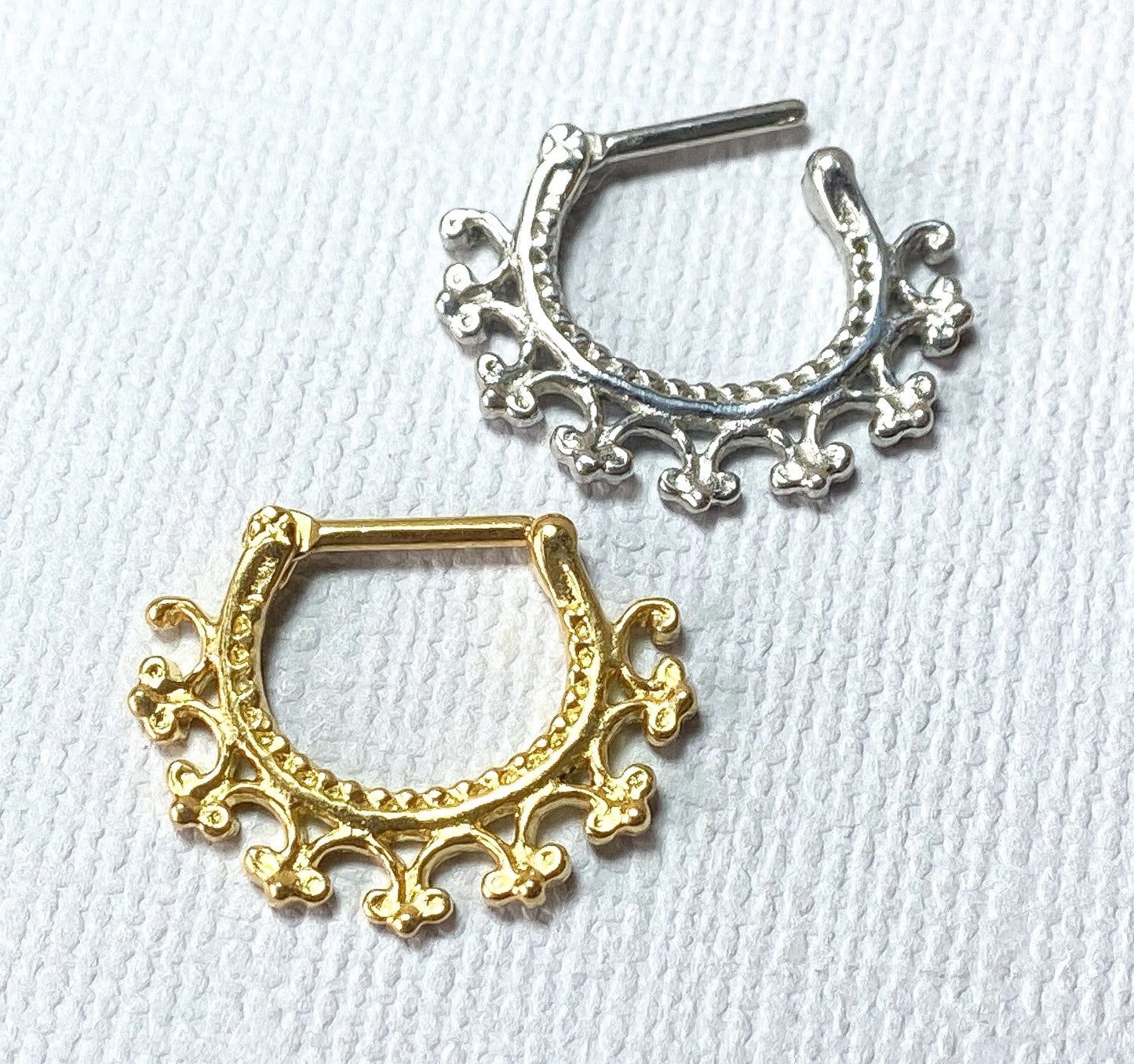 1pc 100% SURGICAL STEEL Tribal Laced Edge Septum Ring Clicker Pierced Nose 16g