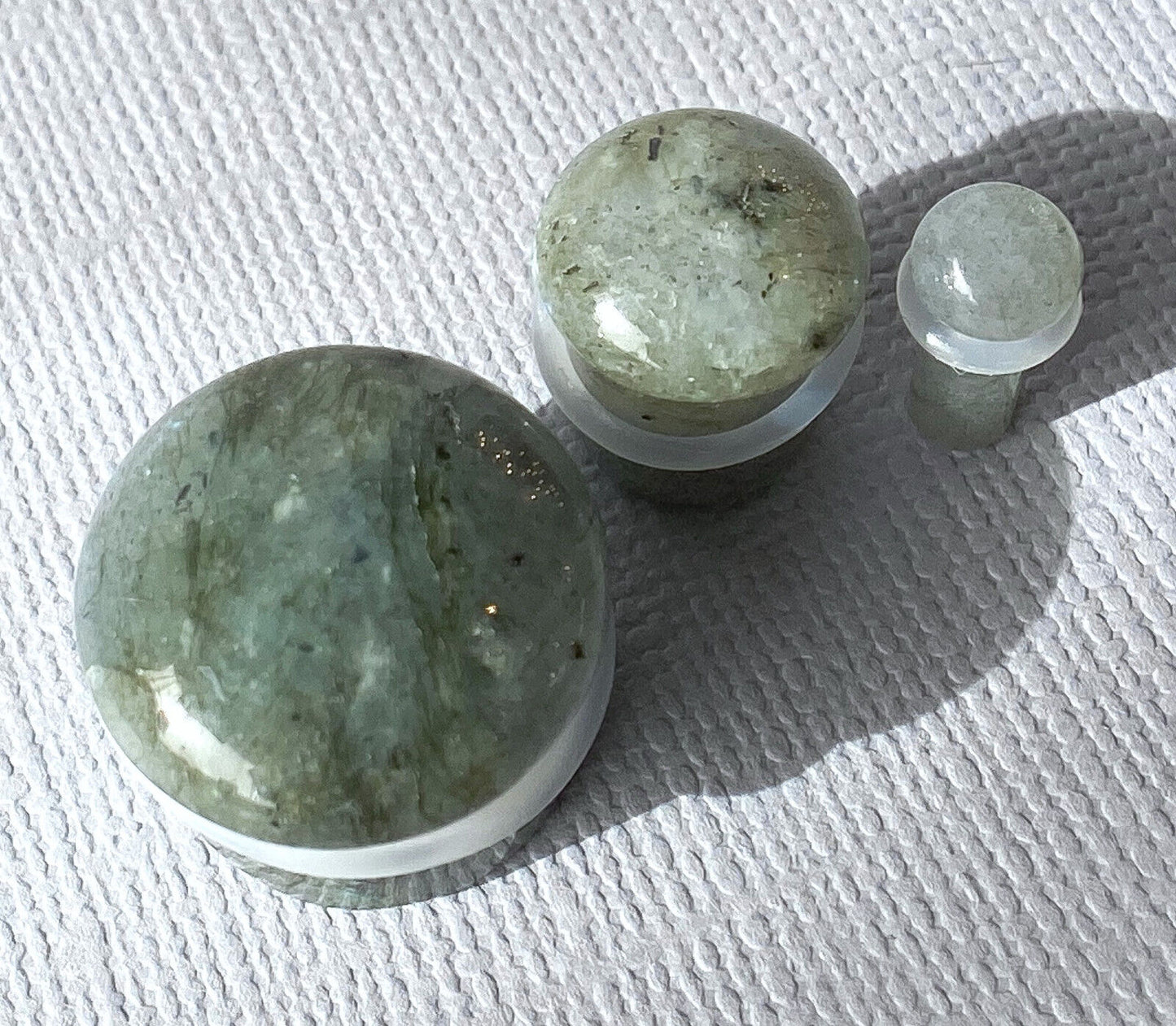 PAIR Labradorite Natural Stone Single Flare Plugs Organic Gauges Body Jewelry