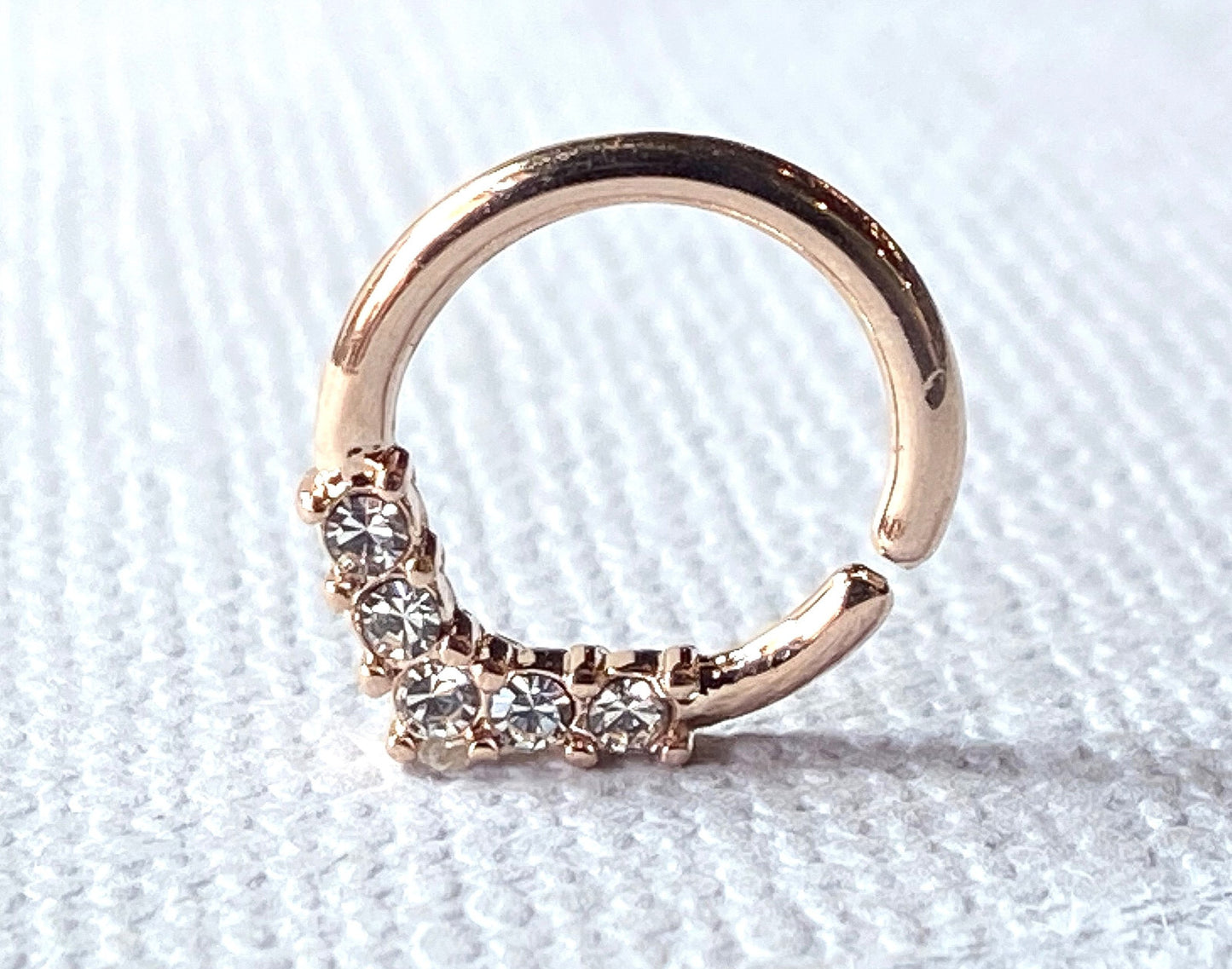 1pc V-Shaped CZ Gems Bendable Hoop Ring Septum Daith Rook Tragus Ear Cartilage