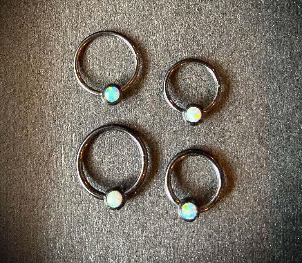 1pc Opal Ball Hinged Segment Ring Septum Clicker Captive Bead Helix Cartilage