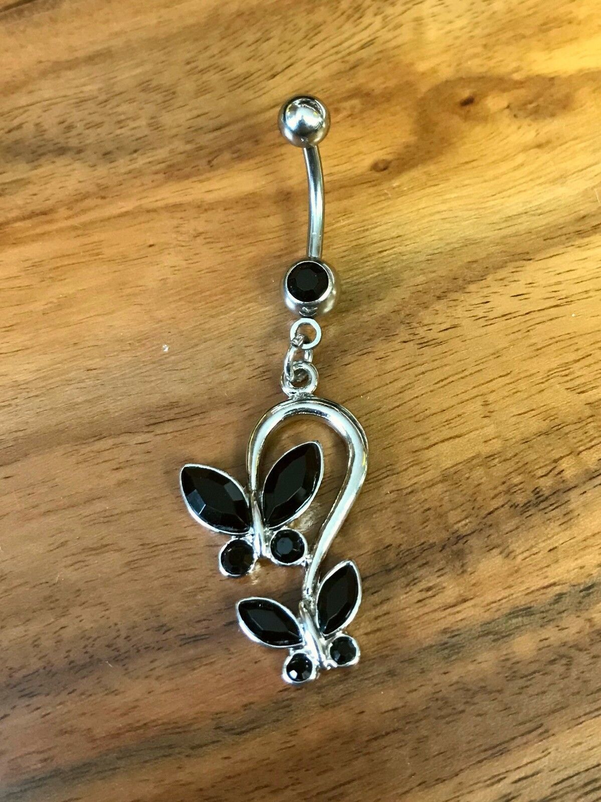 1pc Double Butterfly CZ Gems Dangle Belly Ring Navel Naval - choose your color