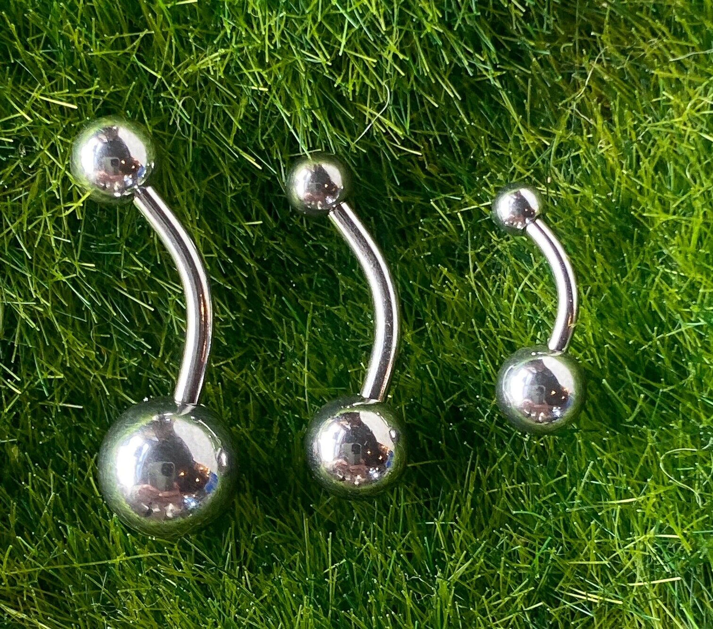 Simple Surgical Steel Double Ball Belly Ring Curved Barbell Pierced Navel
