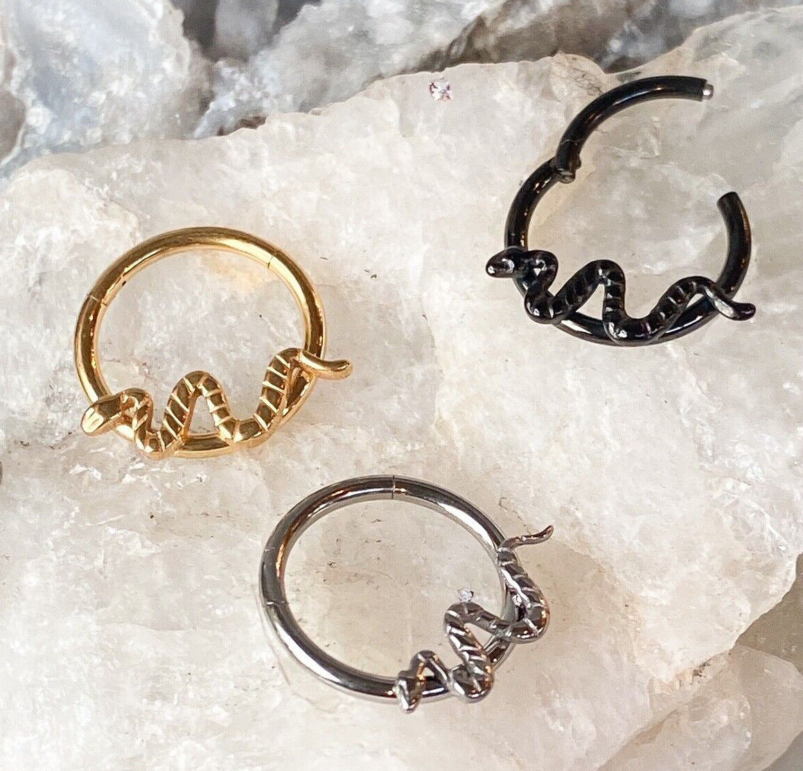 1pc Snake Hinged Segment Ring Septum Hoop Helix Daith Implant Grade 23 Titanium