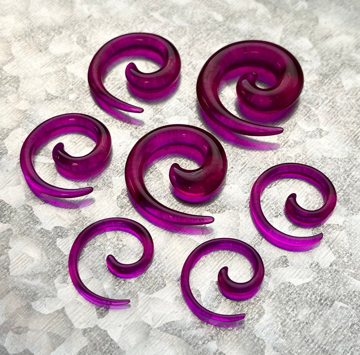 PAIR Neon / Transparent / Solid Color Spiral Tapers Expander Plug Earlet Gauges