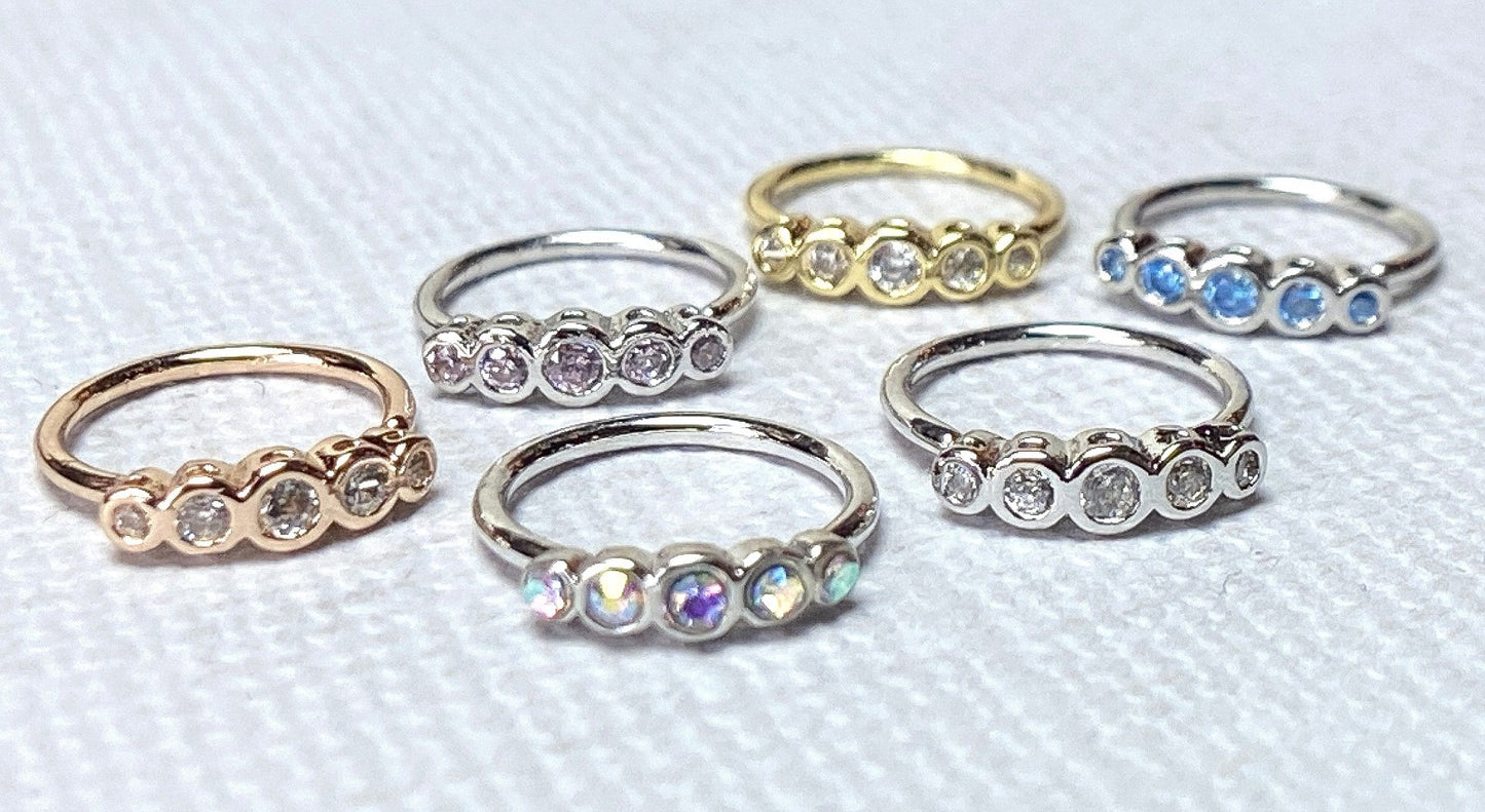 1pc Bendable Nose Hoop / Cartilage Ring Five Bezel Set CZ Gems for Rook, Daith