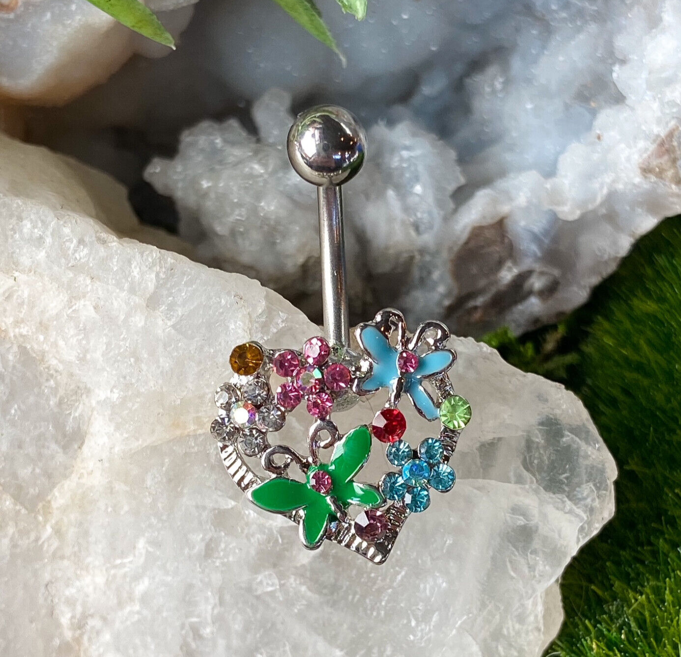 Heart Flower Butterfly Belly Ring Navel Piercing Pierced Naval Body Jewelry