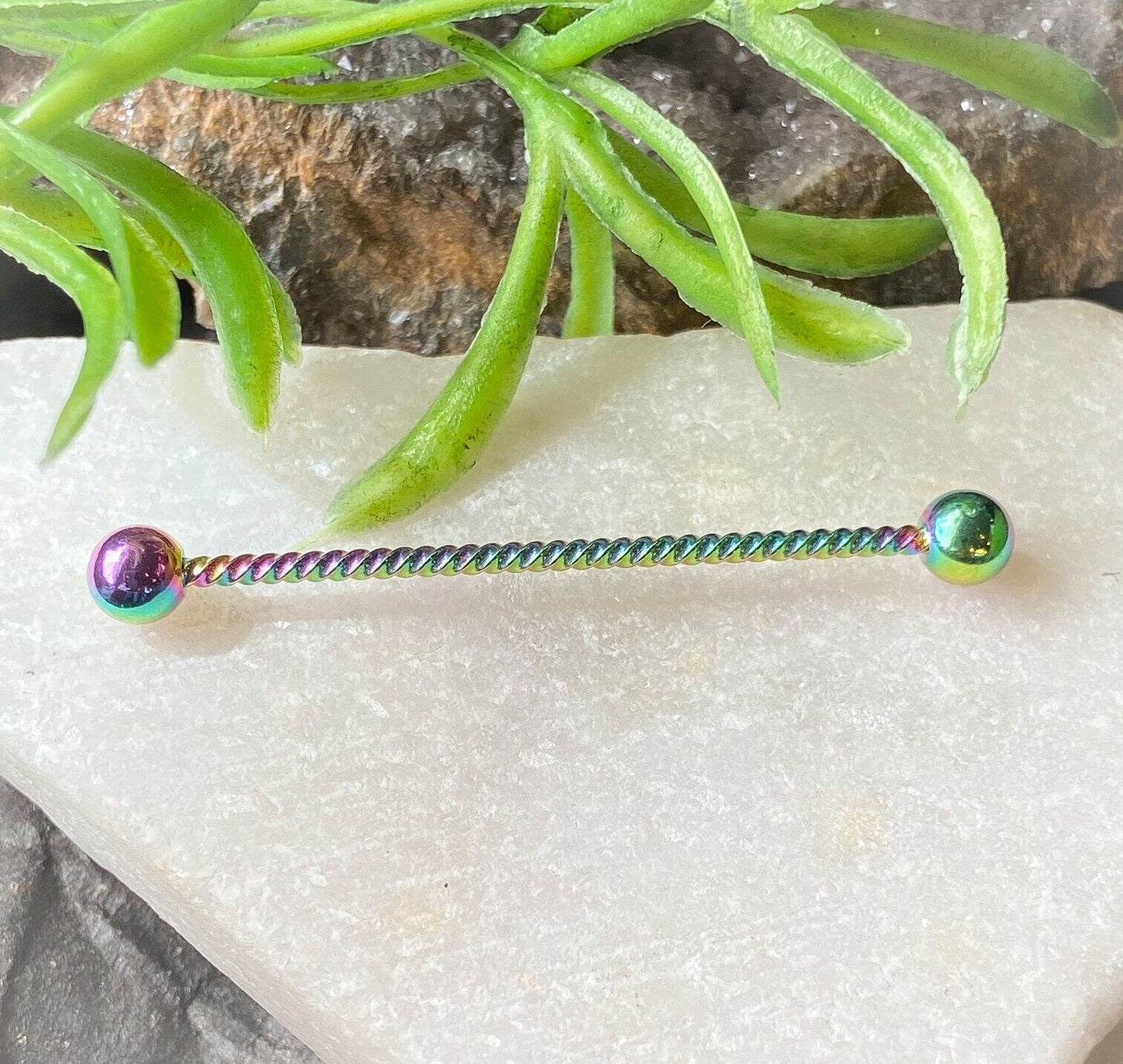 1pc Twisted Rope Style 38mm 1.5" Industrial Barbell Ear Cartilage Body Jewelry