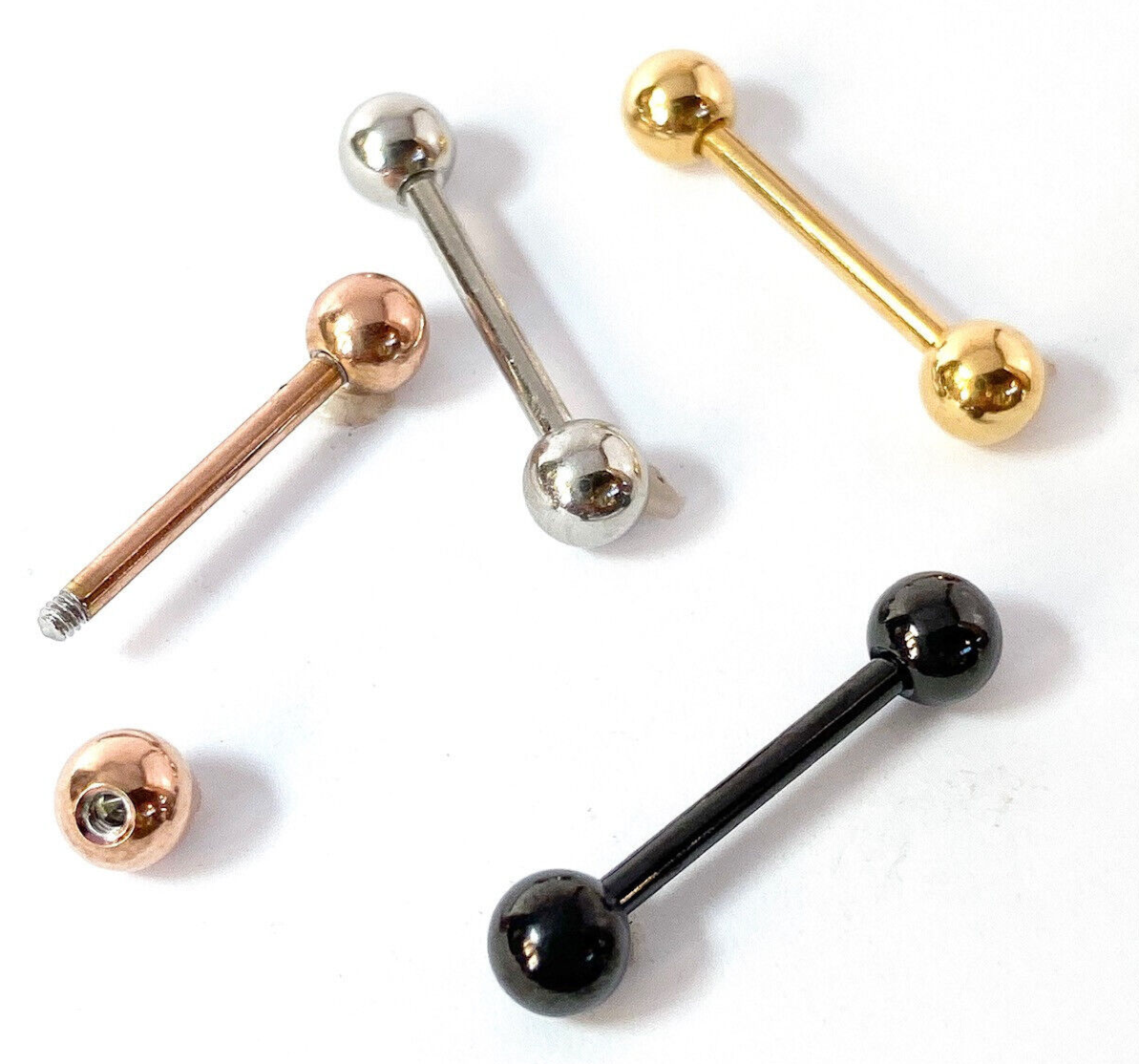 4pc Value Pack Ion Plated 14g Tongue or Nipple Rings Tounge Body Jewelry