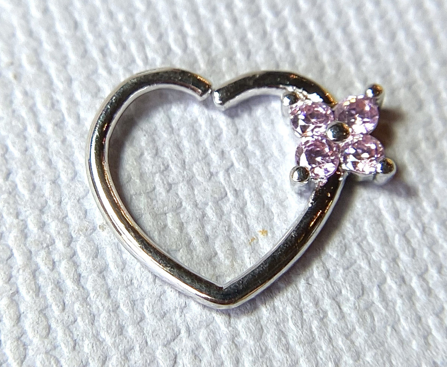1pc Four CZ Gem Flower Bendable Heart Ear Cartilage Daith Hoop Ring