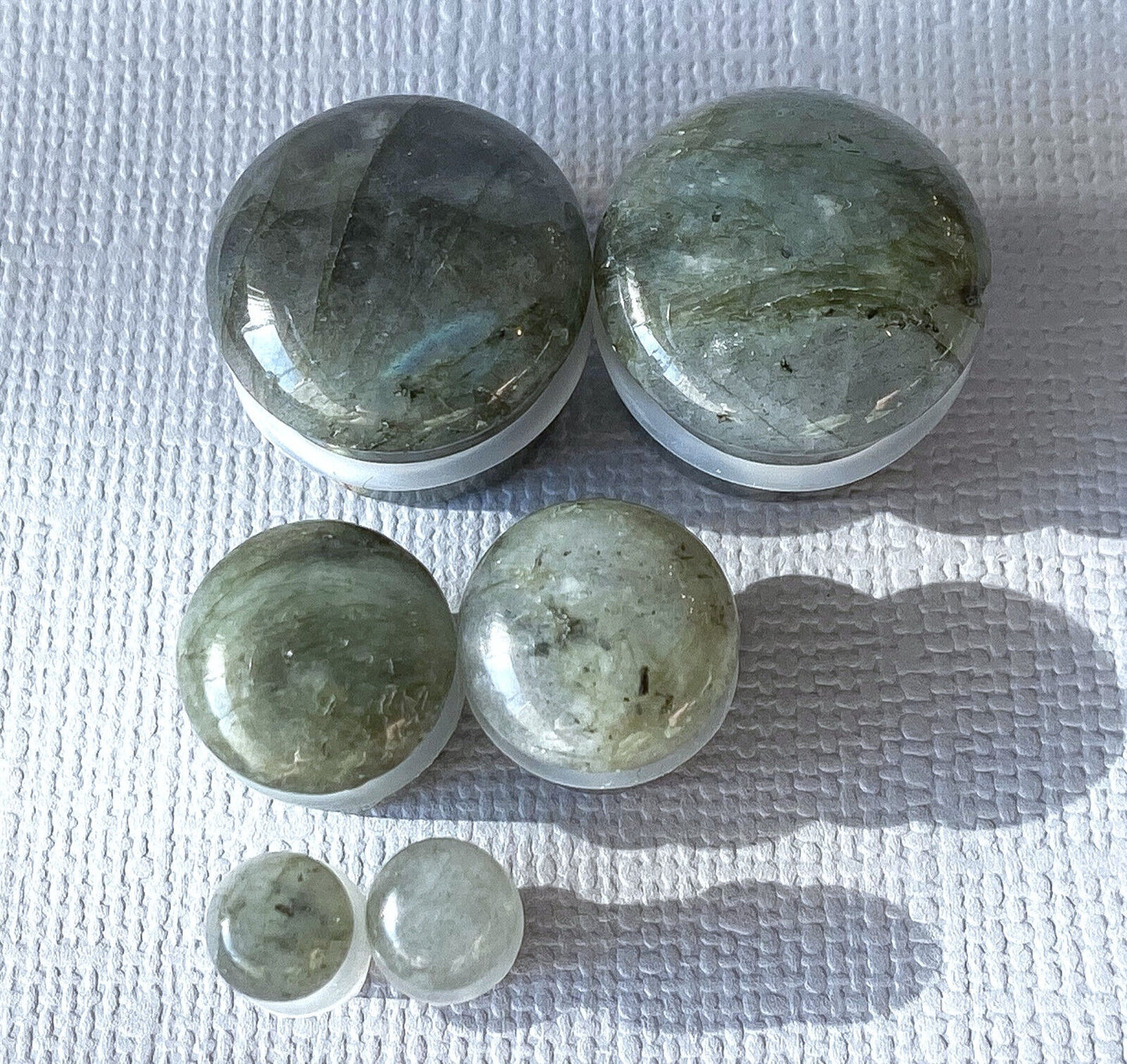PAIR Labradorite Natural Stone Single Flare Plugs Organic Gauges Body Jewelry