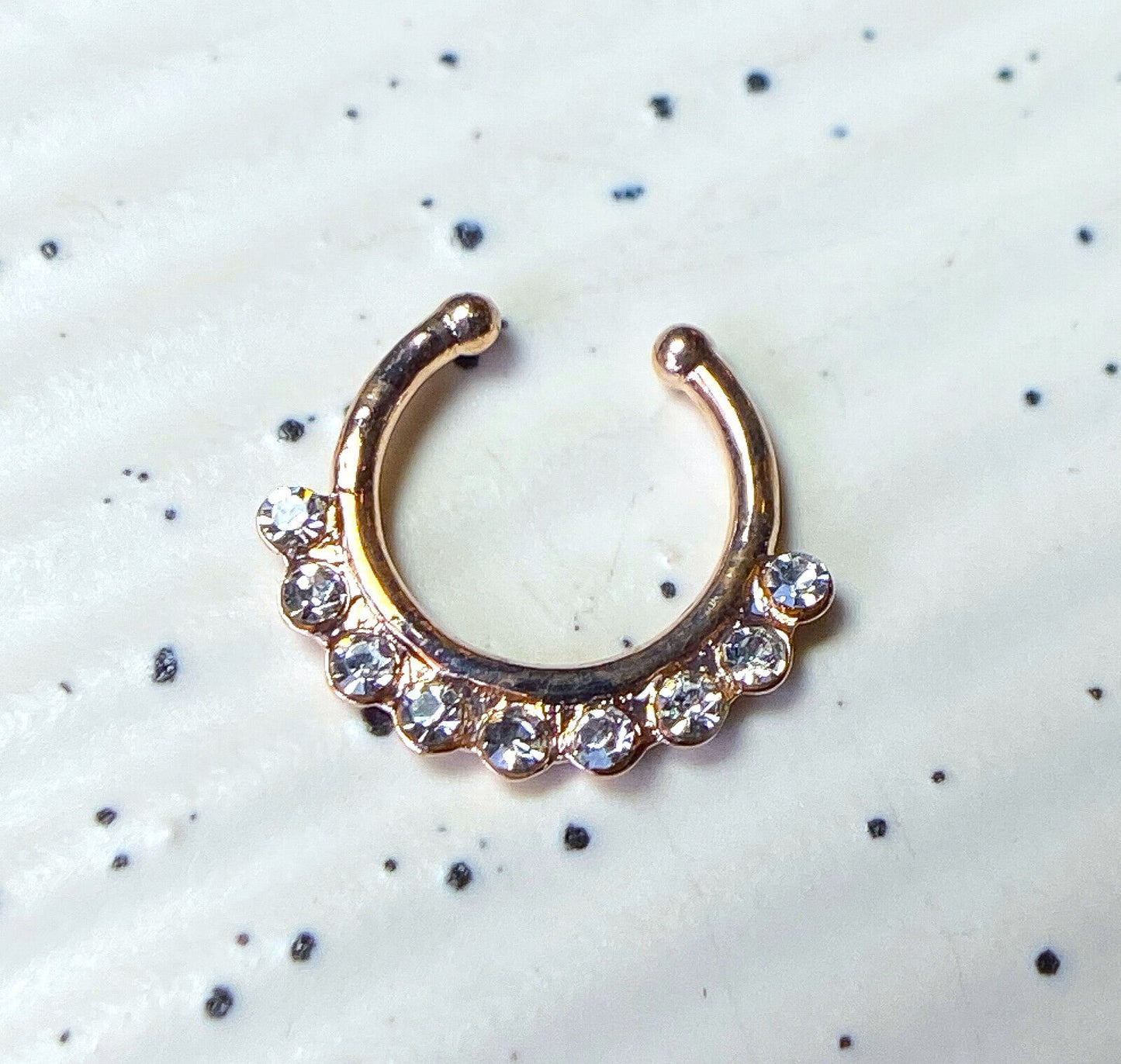 1pc Non-Piercing Line CZ Gem Septum Hanger Clip-On Fake Nose Ring Body Jewelry