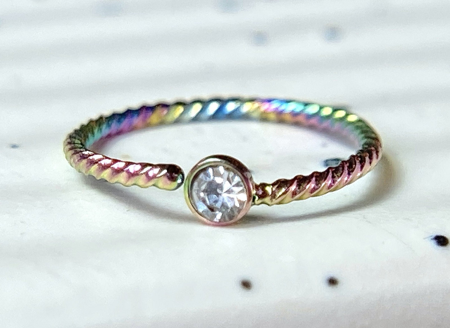 1pc Bendable Steel Twisted Rope Gem Nose Hoop Cartilage Ring Rook Daith Helix