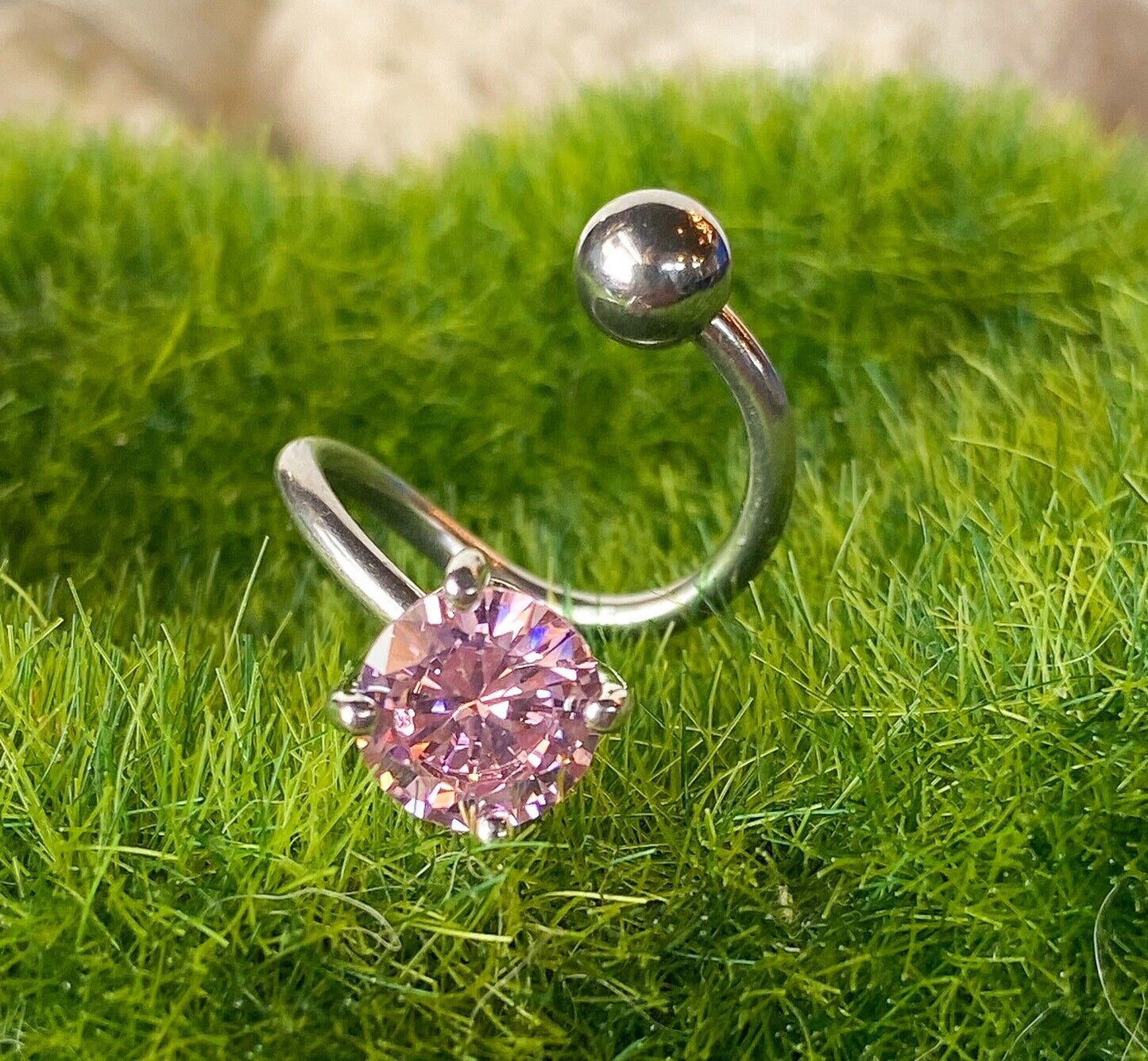 Round Twist CZ Gem Belly Ring Navel Piercing Pierced Naval Clear, Pink, Aqua