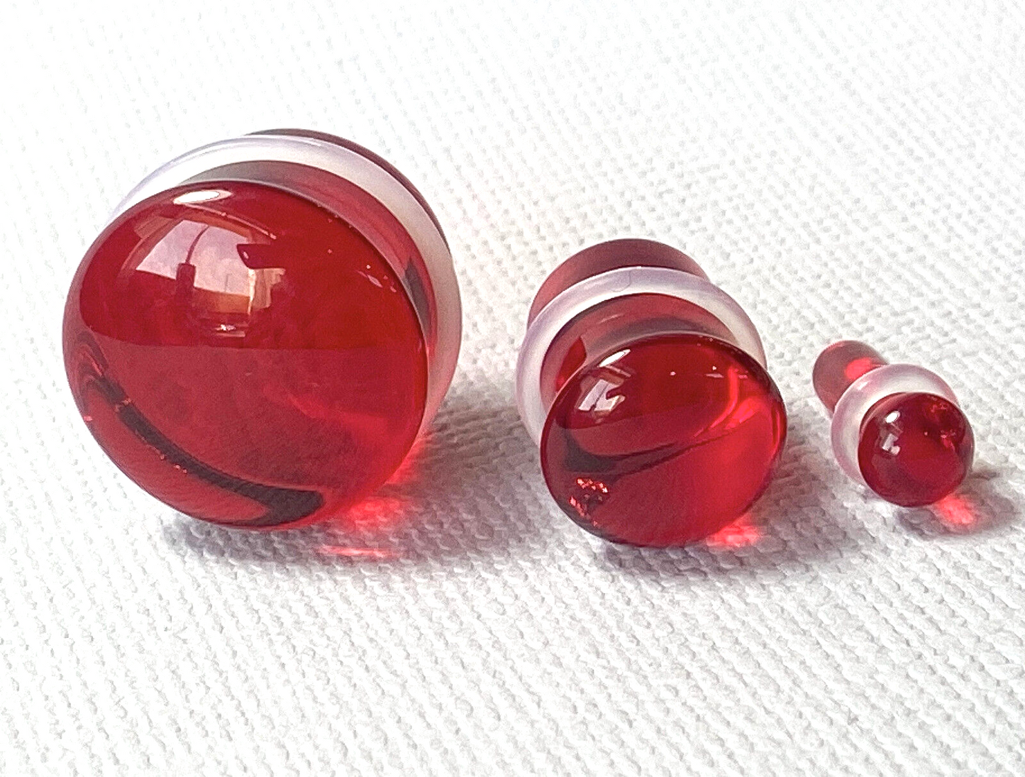 PAIR Red Glass Single Flare Plugs Gauges Tunnels Earlets Body Piercing Jewelry