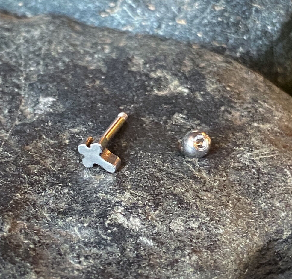 Gothic Cross Surgical Steel Tragus Helix Cartilage Stud Ring 16g 1/4"