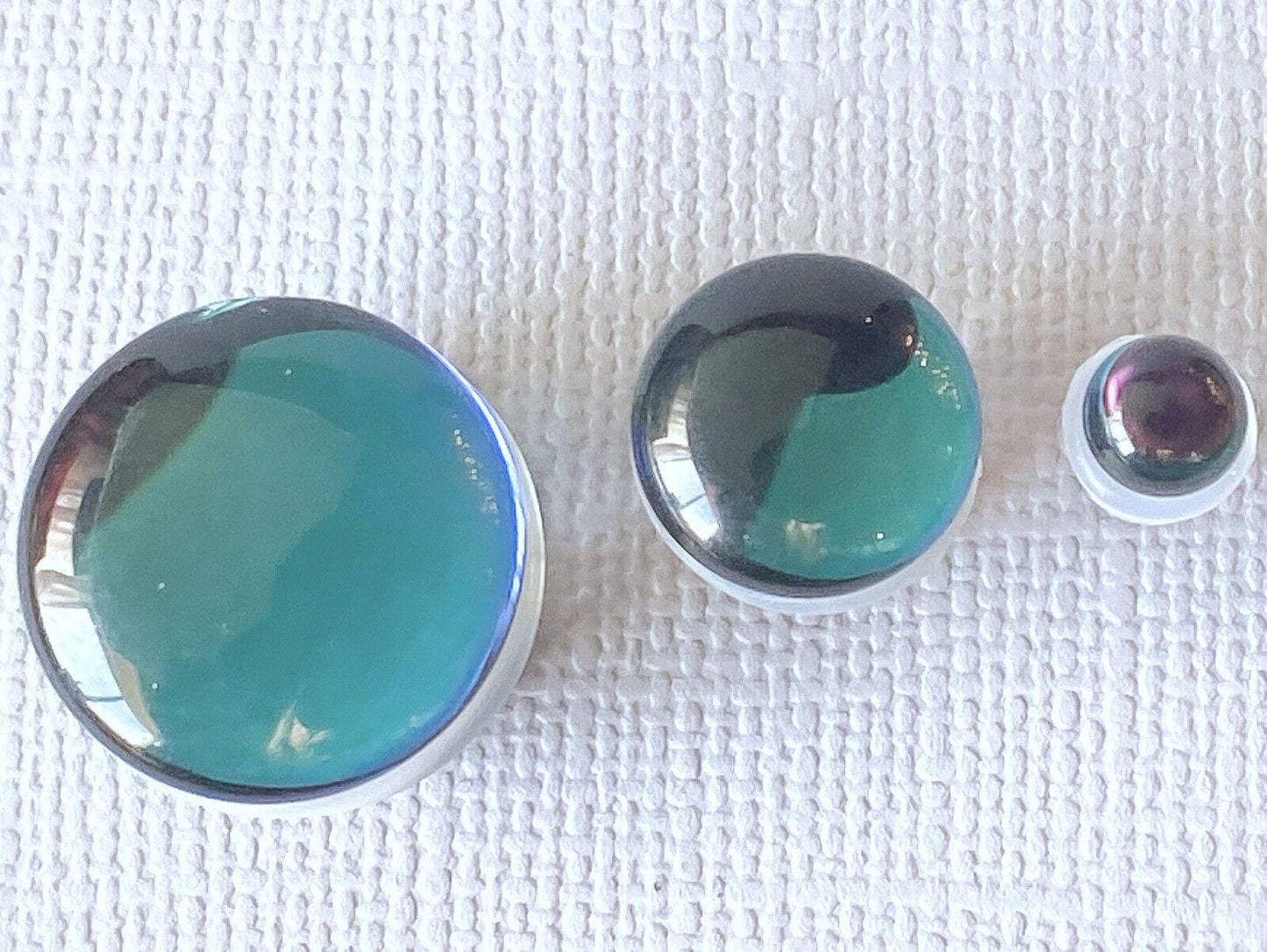 PAIR of Midnight Moonstone Glass Single Flare Plugs Tunnels Gauges Piercing Body Jewelry