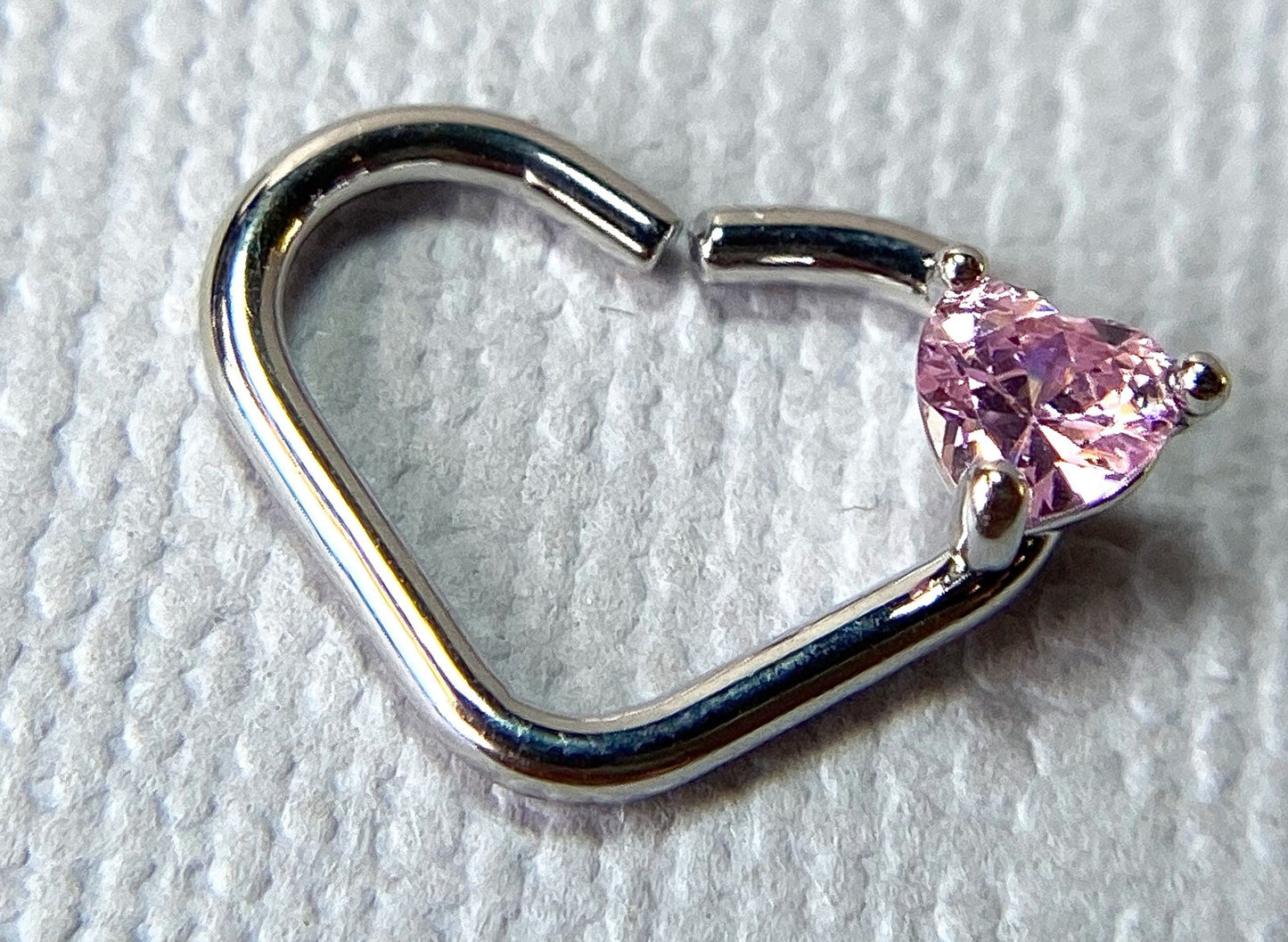 1pc Heart Bendable Ear Cartilage Daith Hoop Ring w/ Prong Set CZ Gem Heart