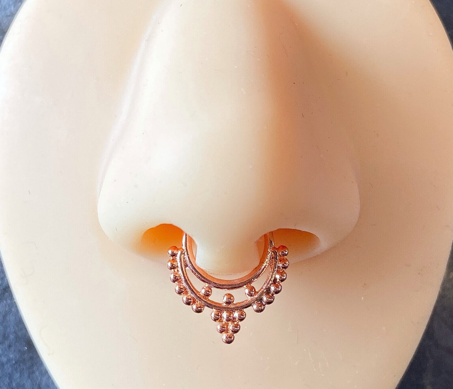 1pc Non-Piercing Rose Gold Beaded Collar Septum Hanger Clip-On Fake Nose Ring