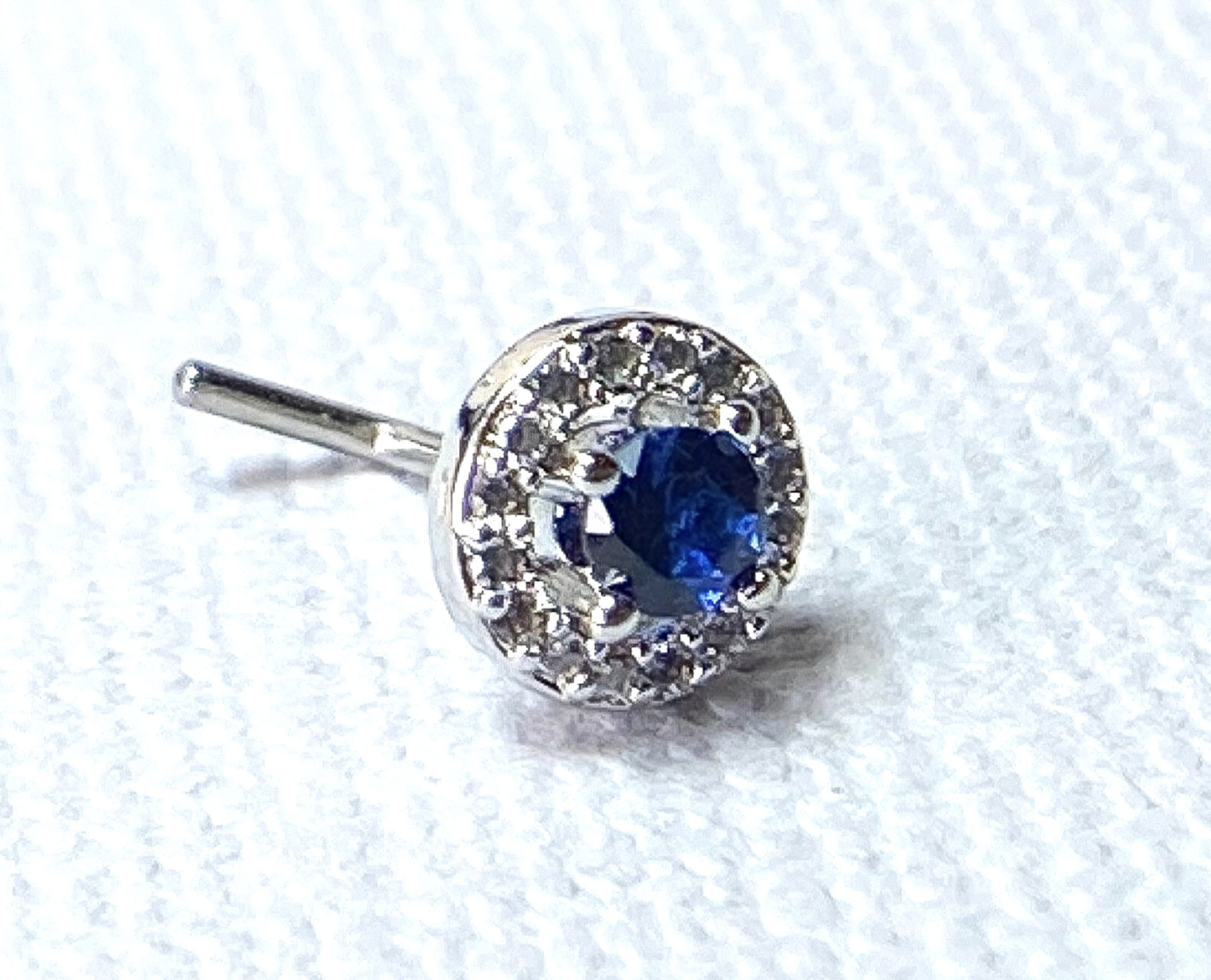 1pc Double Tier CZ Gem L-Bend 20g Nose Ring Stud Screw 316L Surgical Steel