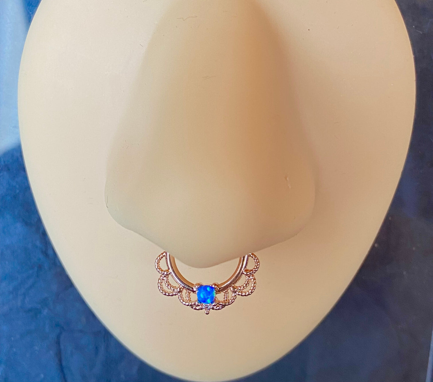 1pc Opal Filigree Hoop Ring for Nose Septum Daith Rook Tragus Ear Cartilage